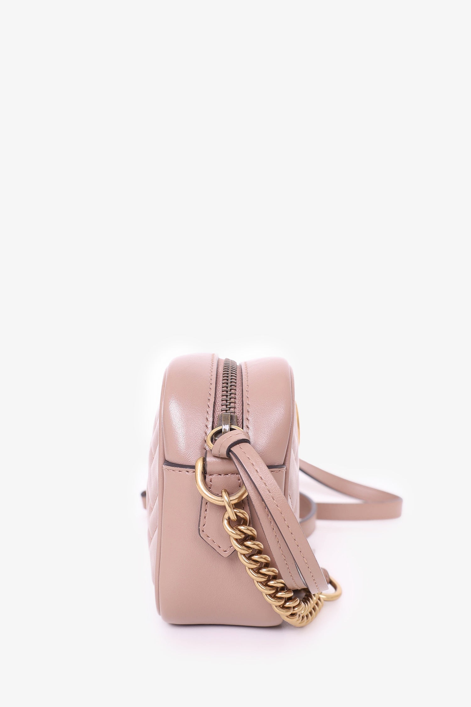 Gucci Nude Calfskin Matelasse Mini GG Marmont Matelassé Camera Bag