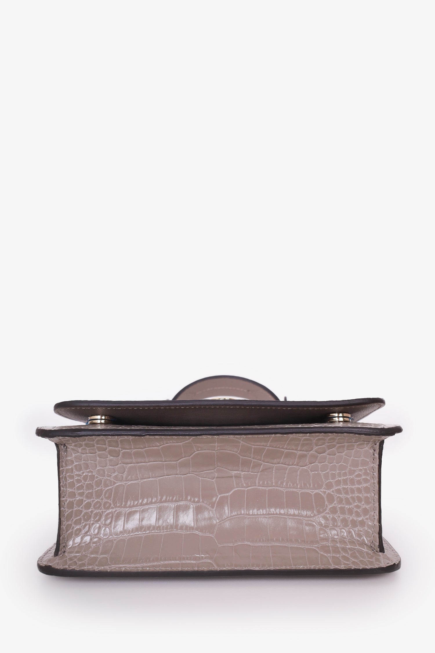 Jimmy Choo Taupe Croc Embossed JC Top Handle Bag