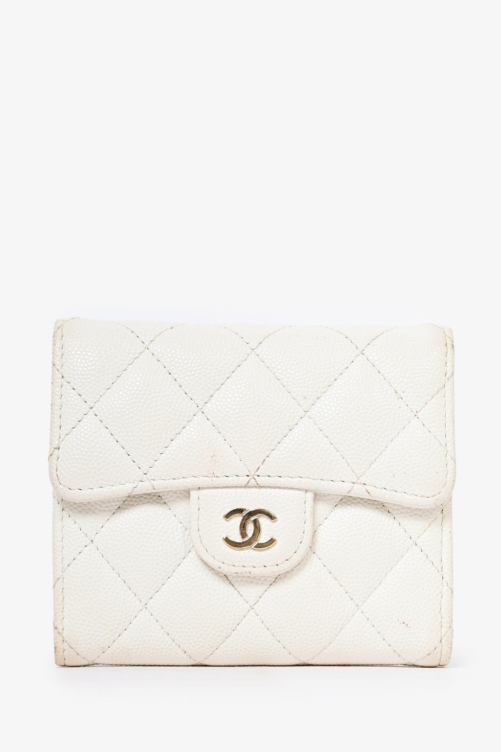 Pre-Loved Chanel™ White Caviar Quilted Flap Wallet