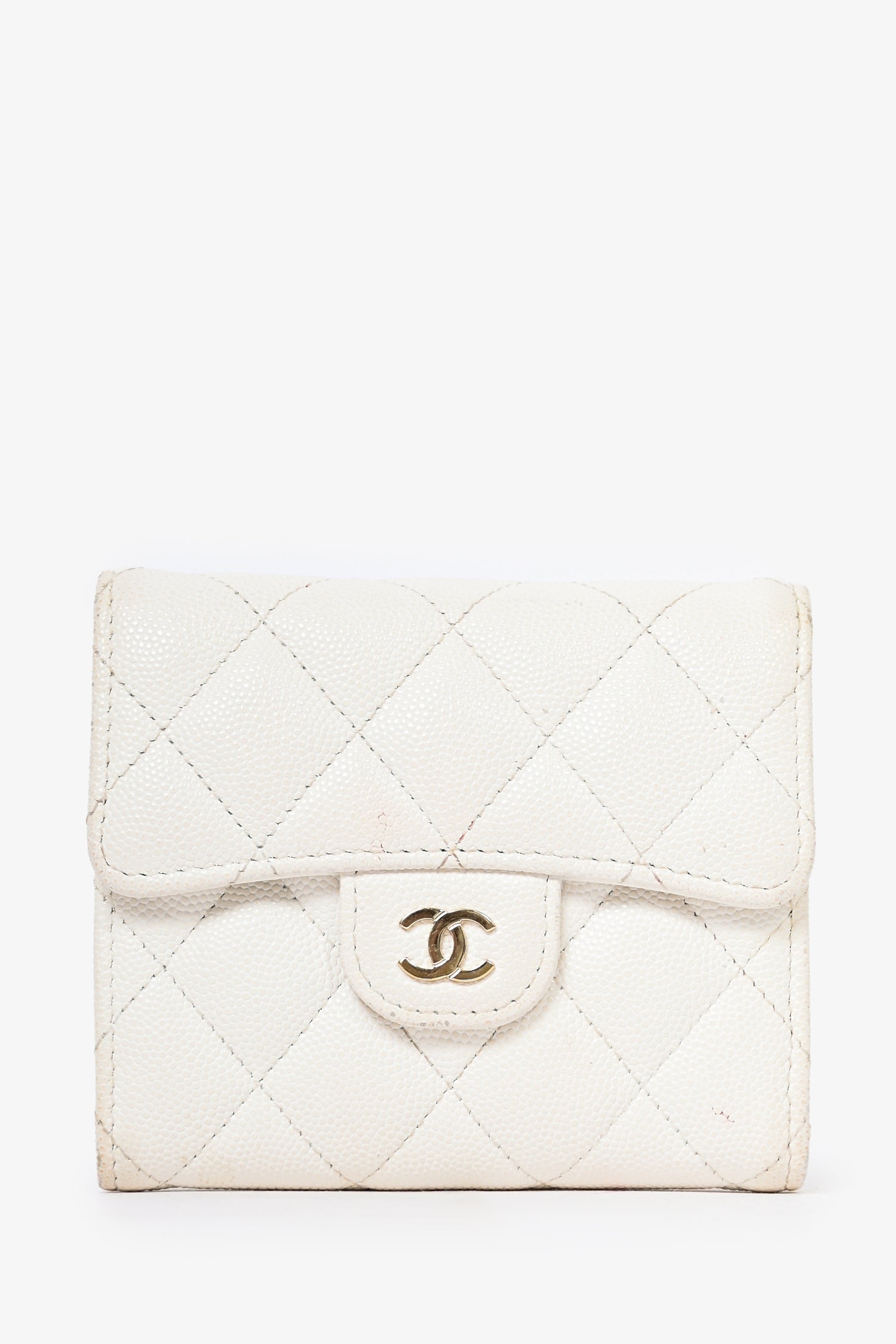 Pre-Loved Chanel™ White Caviar Quilted Flap Wallet