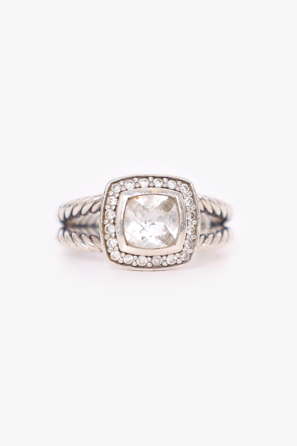 David Yurman Sterling Silver Diamond Prasiolite Ring