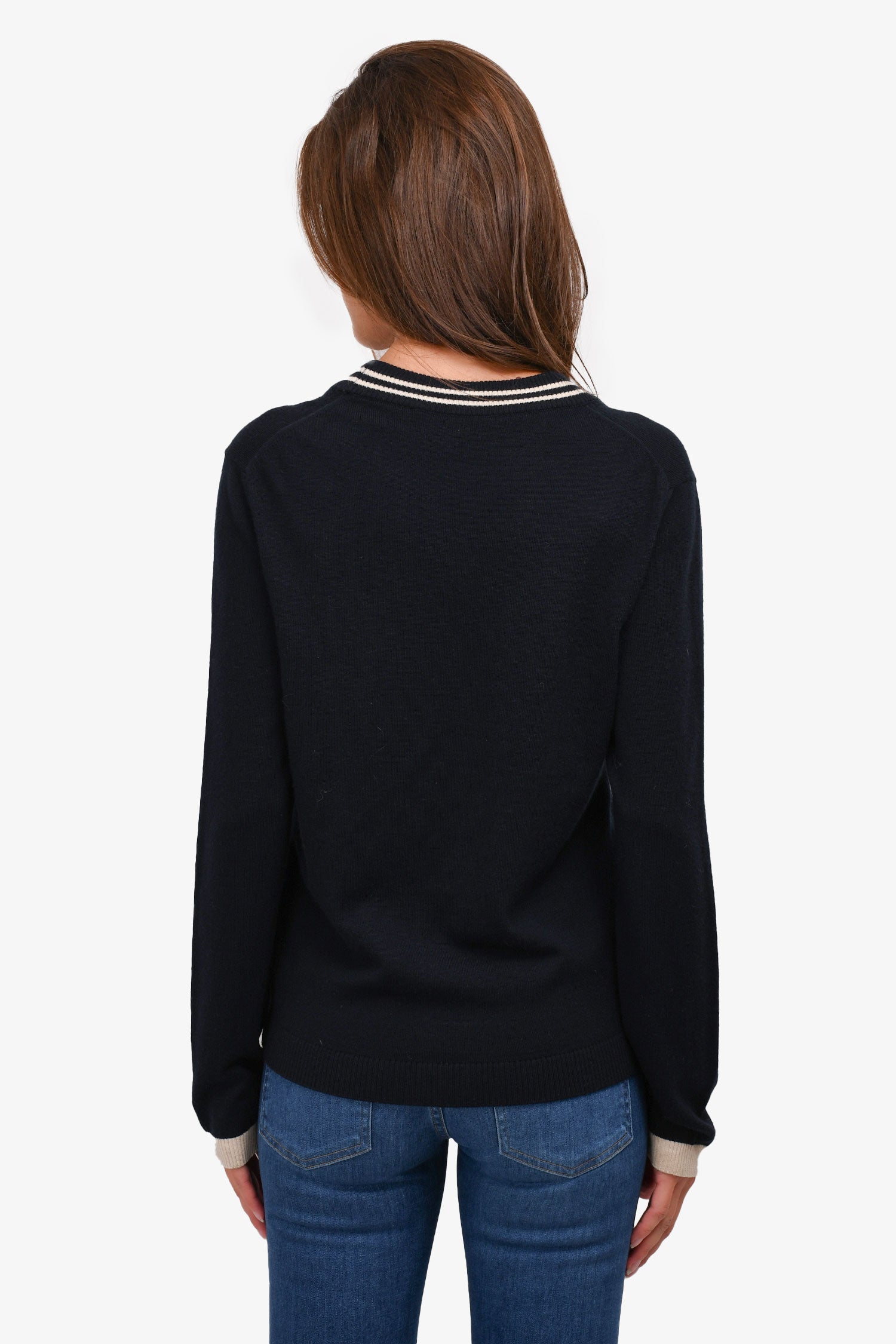 Gucci Navy Wool Striped Bee Embroidered igan Size S