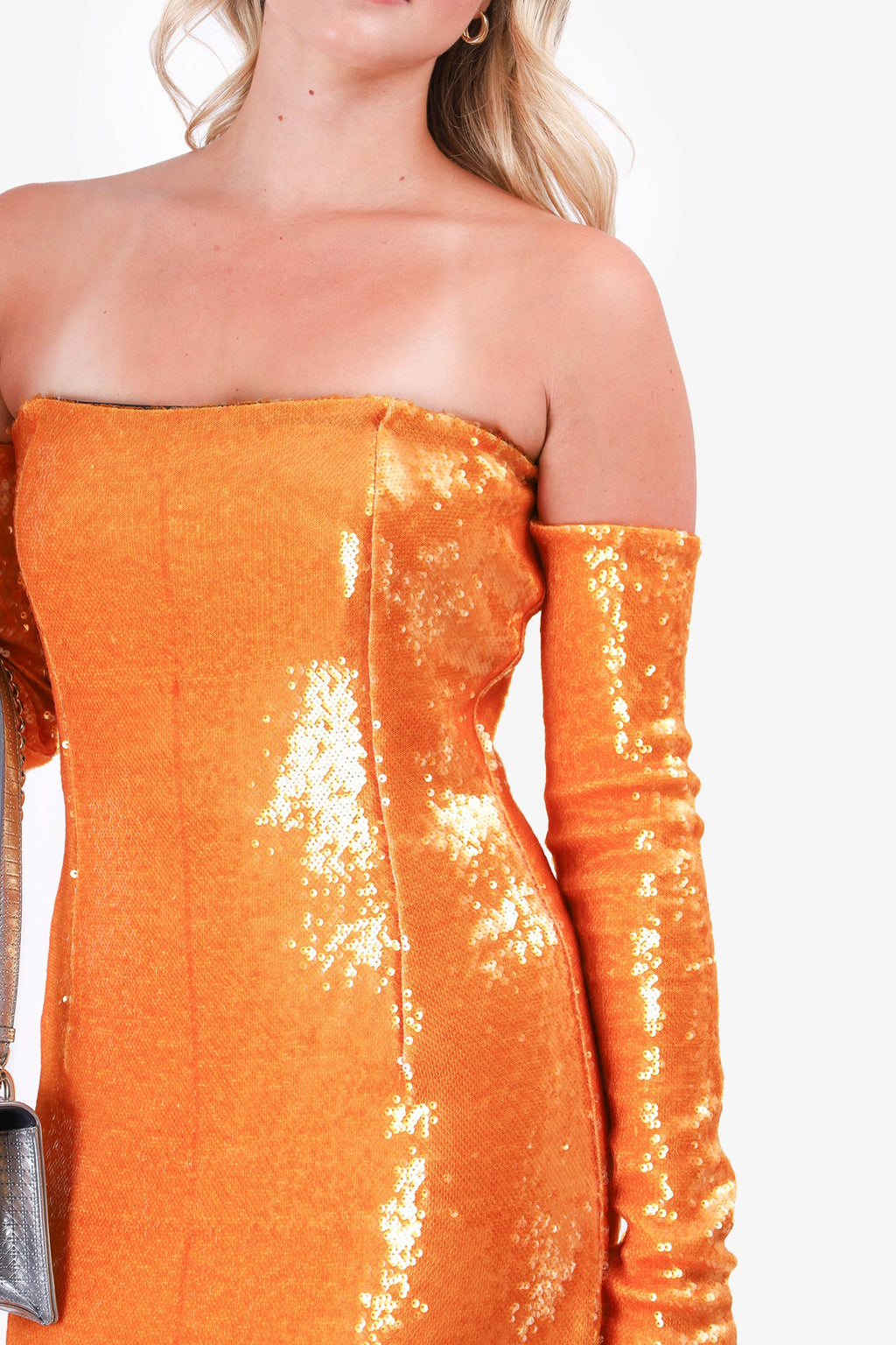 Lapointe Orange Sequin Off-the-Shoulder Gown Size 10