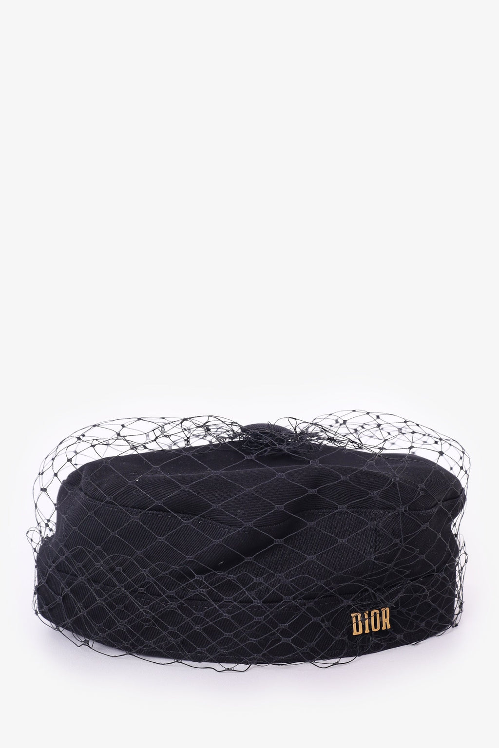 Christian Dior Black Newsboy Hat with Black Veil