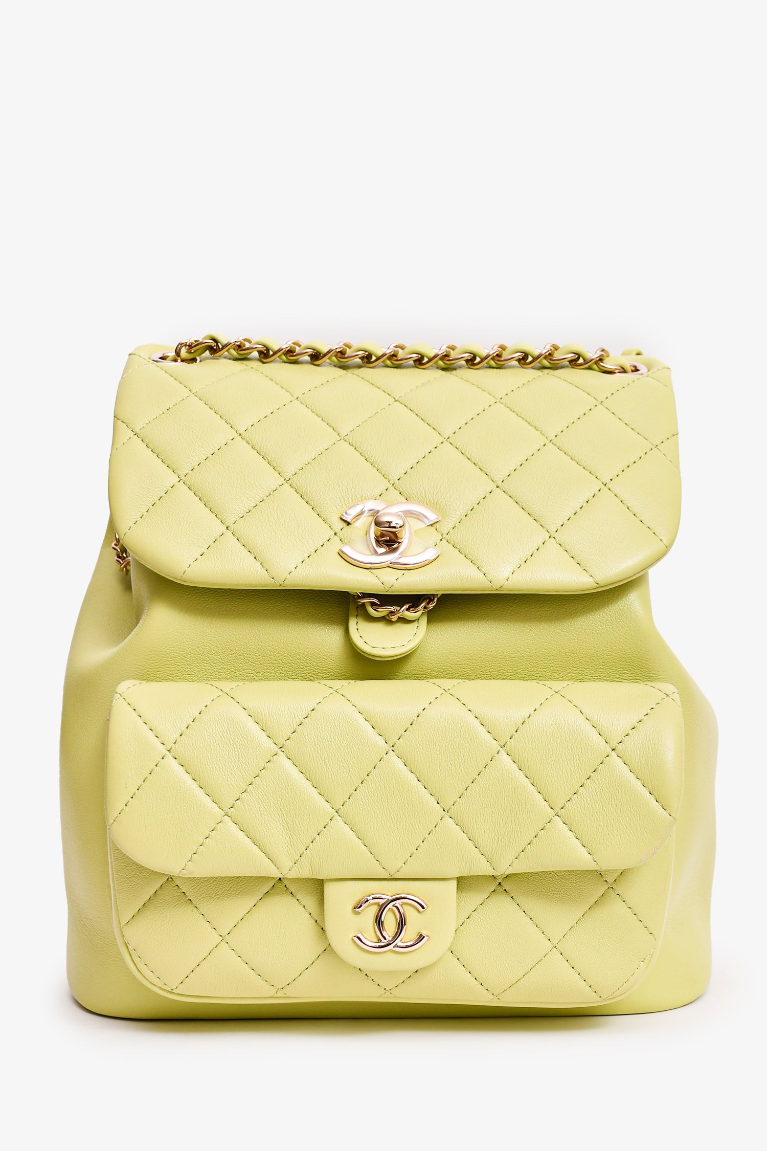 Pre-Loved Chanel™ Mint Green Lambskin Small GHW Duma Backpack