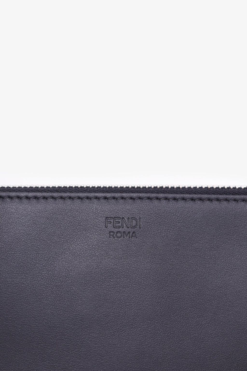 Fendi Black Calfskin Crystal  Embroidery Karlito Zip Pouch