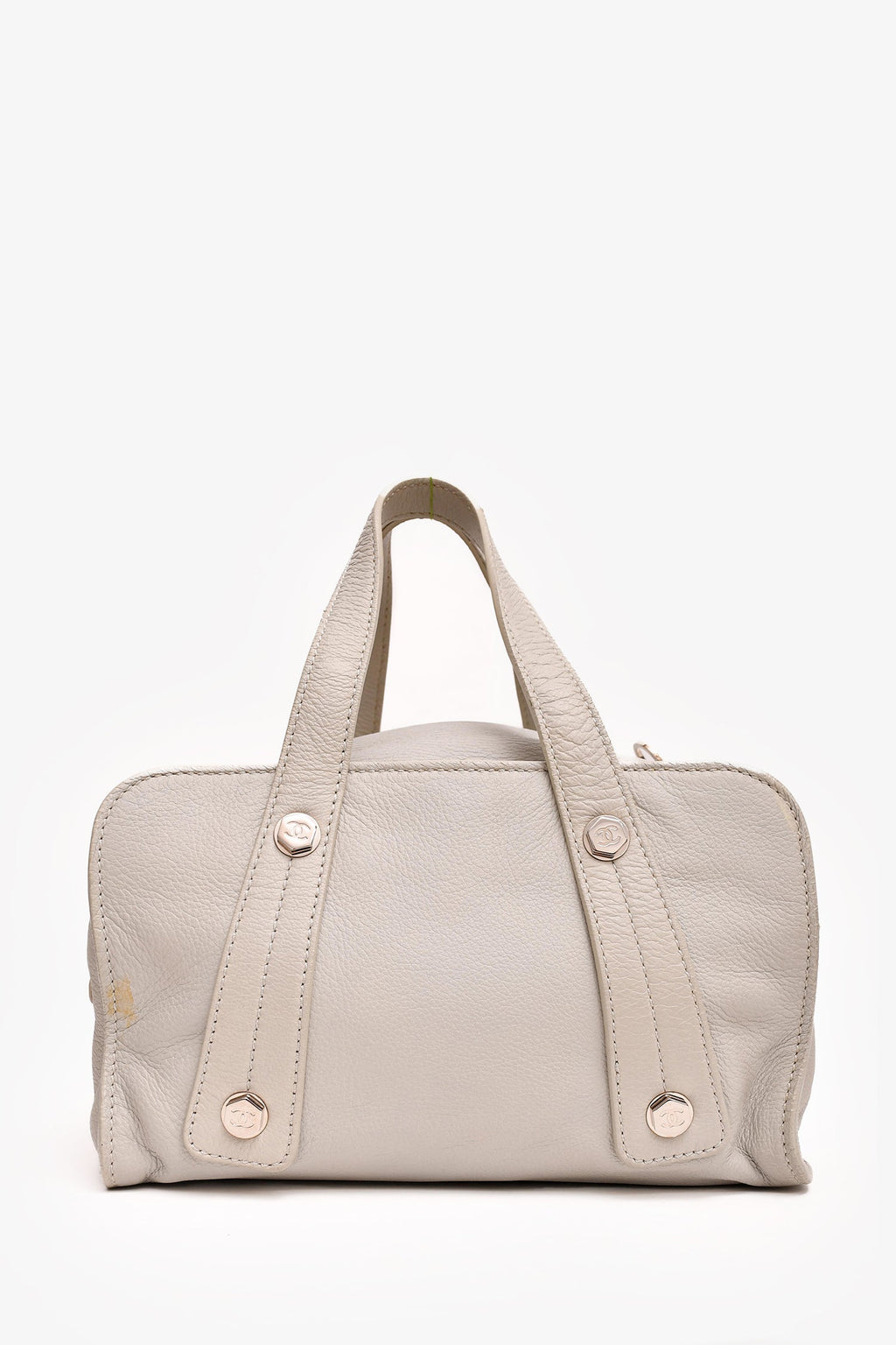 Pre-Loved Chanel™ Vintage Stone Leather 'Bolt' Bowler Bag