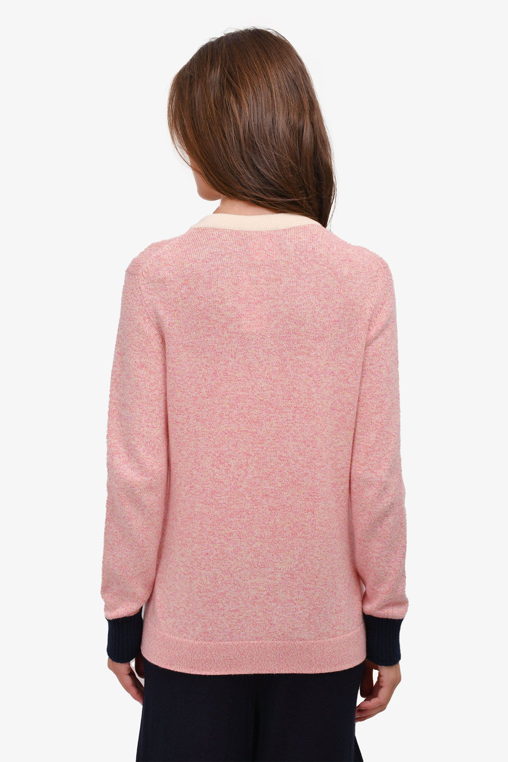 Pre-Loved Chanel™ Pink/White Cashmere igan Size 40