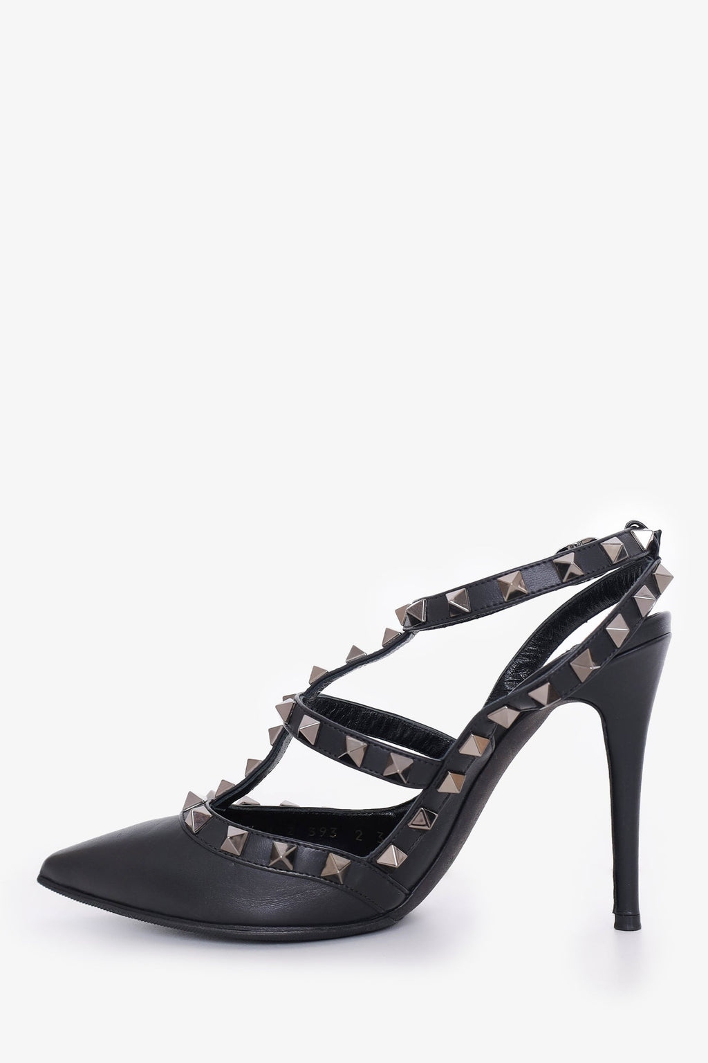 Valentino Black Leather Rockstud Cage Heels Size 35.5