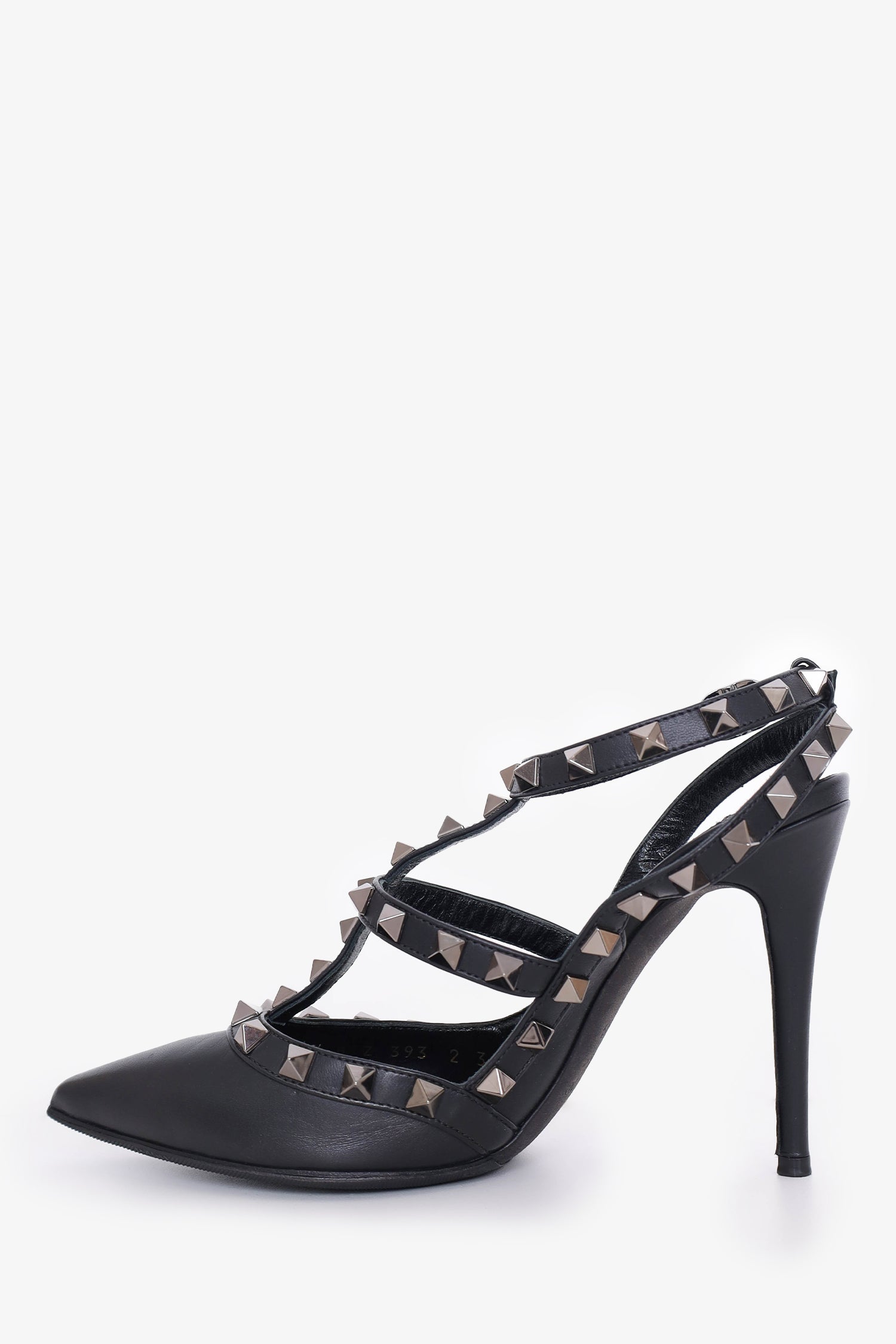 Valentino Black Leather Rockstud Cage Heels Size 35.5