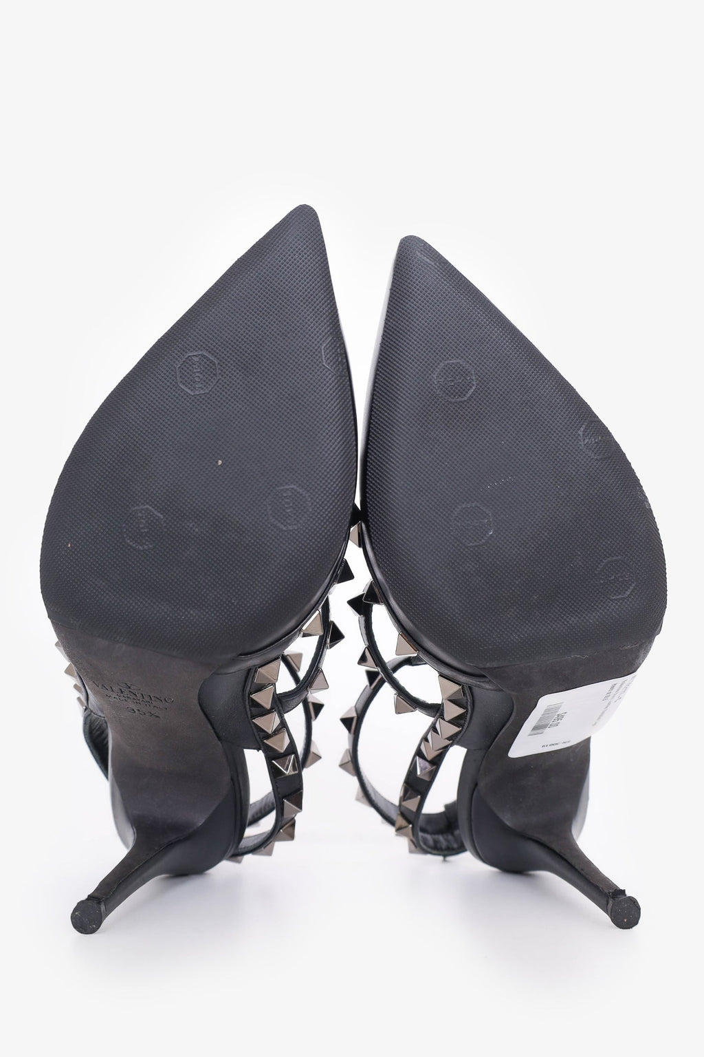 Valentino Black Leather Rockstud Cage Heels Size 35.5
