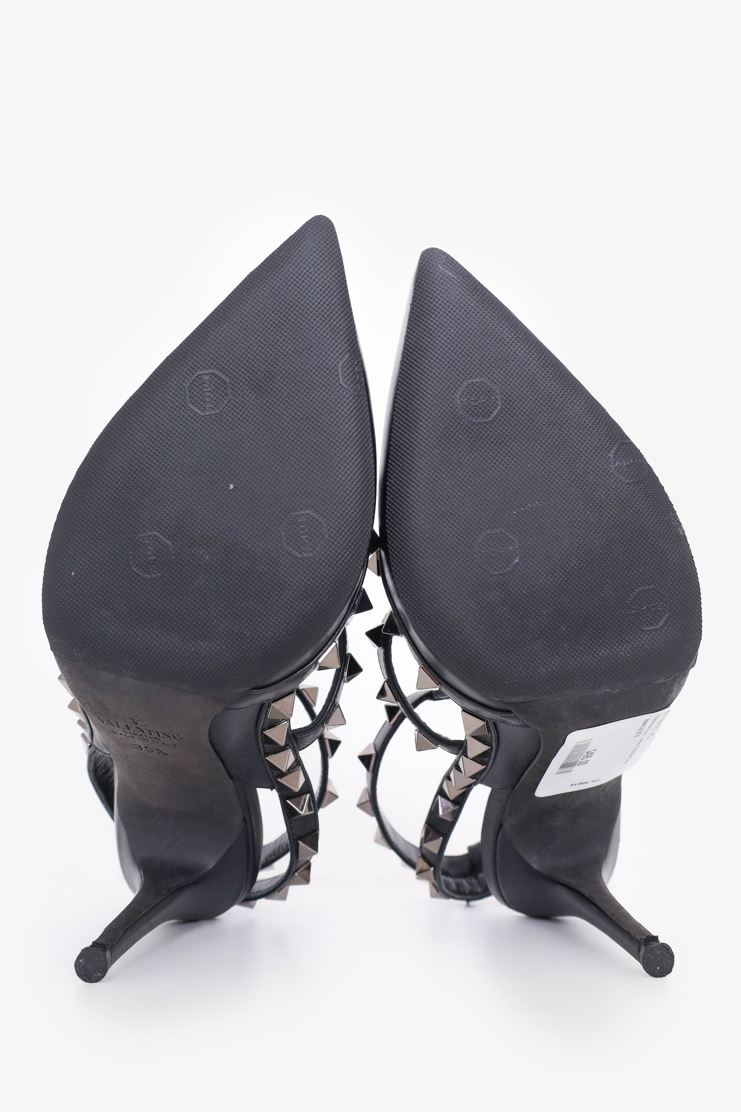 Valentino Black Leather Rockstud Cage Heels Size 35.5