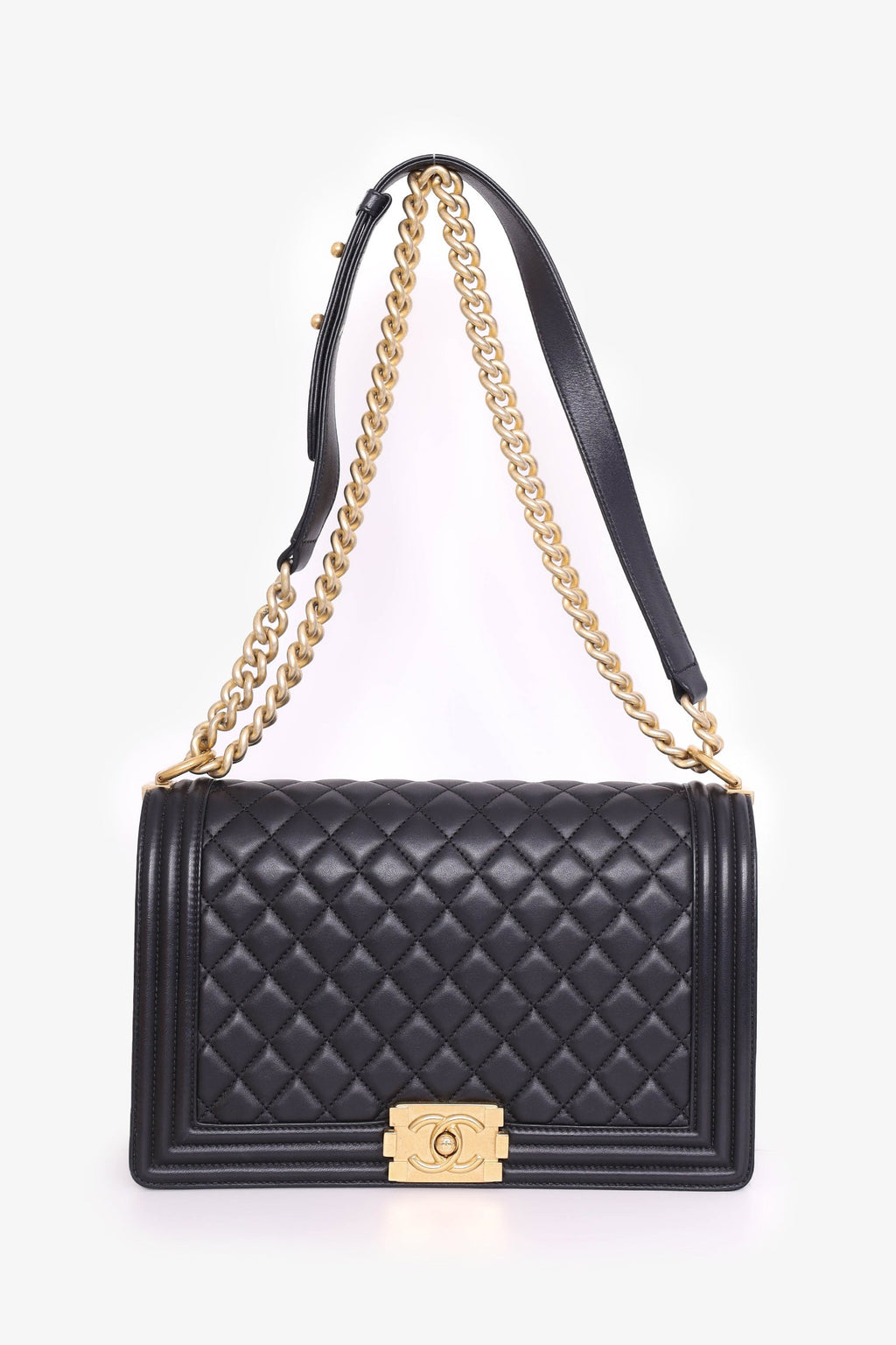 Pre-Loved Chanel™ 2017 Black Quilted Leather New Medium Boy Bag