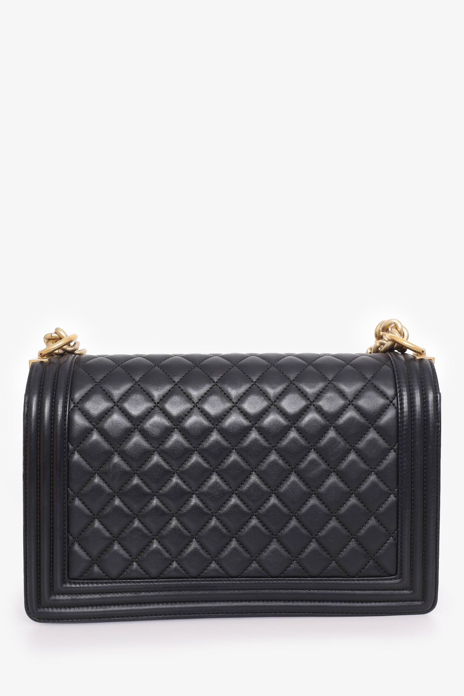 Pre-Loved Chanel™ 2017 Black Quilted Leather New Medium Boy Bag