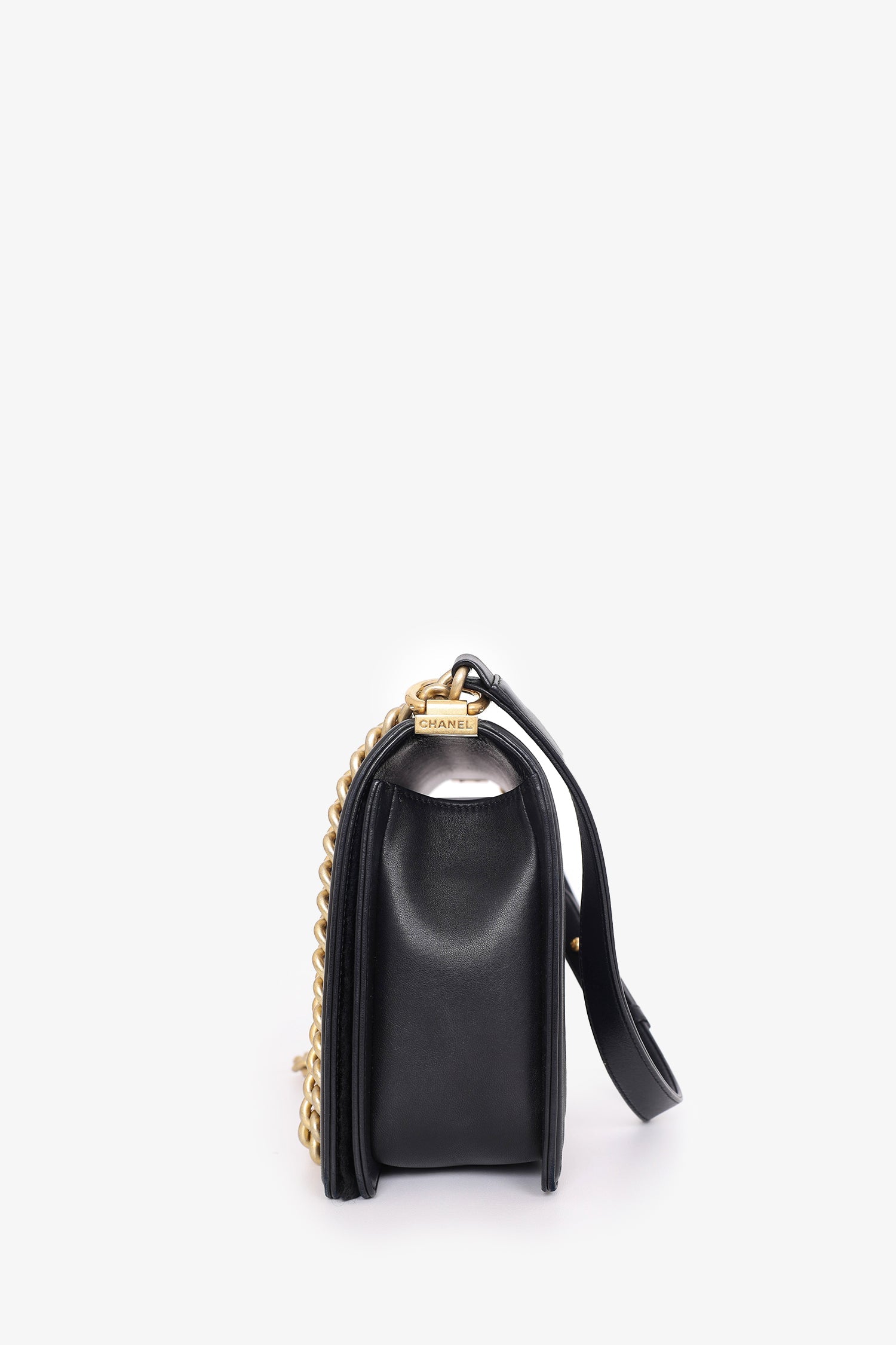 Pre-Loved Chanel™ 2017 Black Quilted Leather New Medium Boy Bag