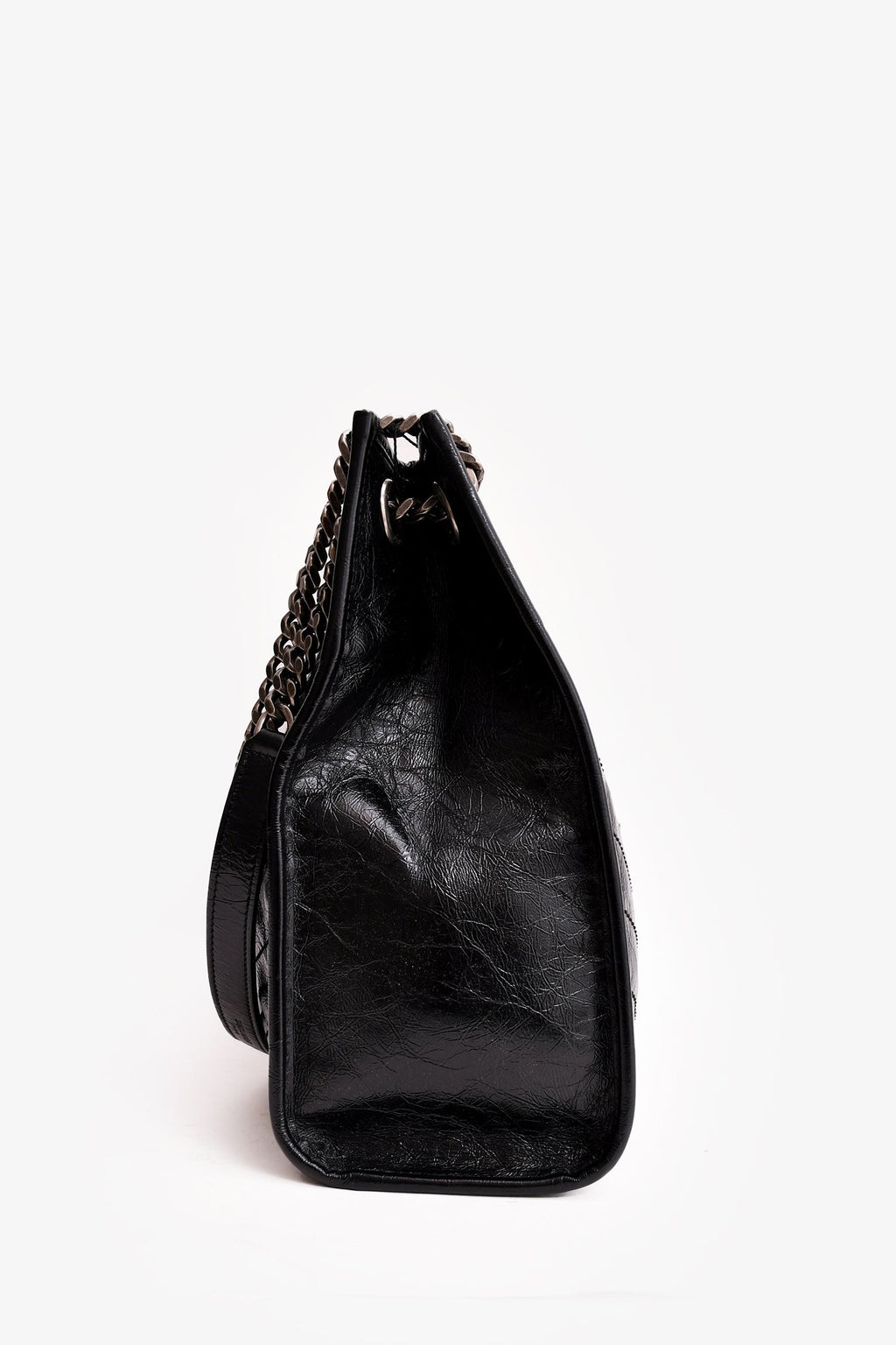 Saint Laurent Black Crinkled Leather Large 'Niki' Shoulder Bag