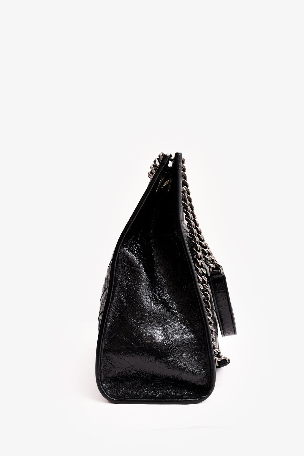 Saint Laurent Black Crinkled Leather Large 'Niki' Shoulder Bag