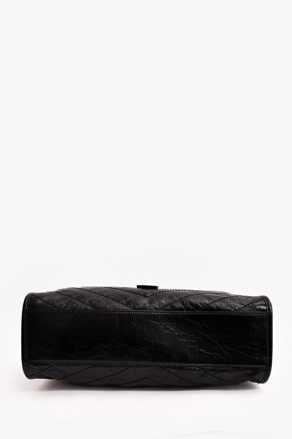 Saint Laurent Black Crinkled Leather Large 'Niki' Shoulder Bag