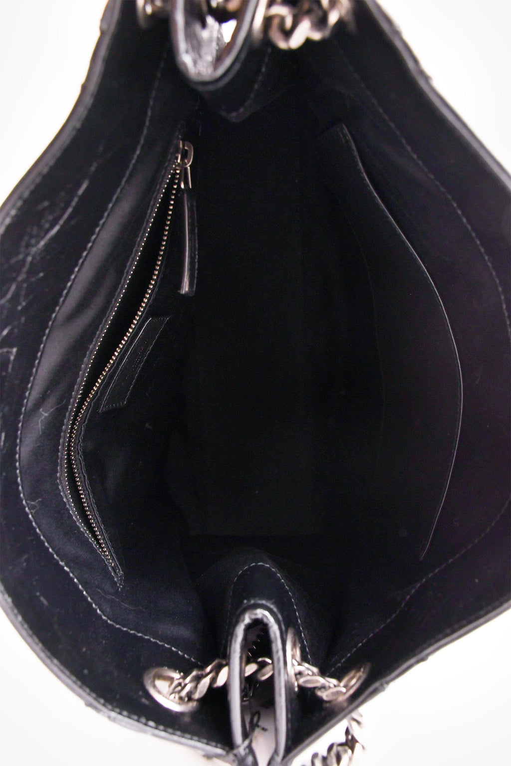 Saint Laurent Black Crinkled Leather Large 'Niki' Shoulder Bag