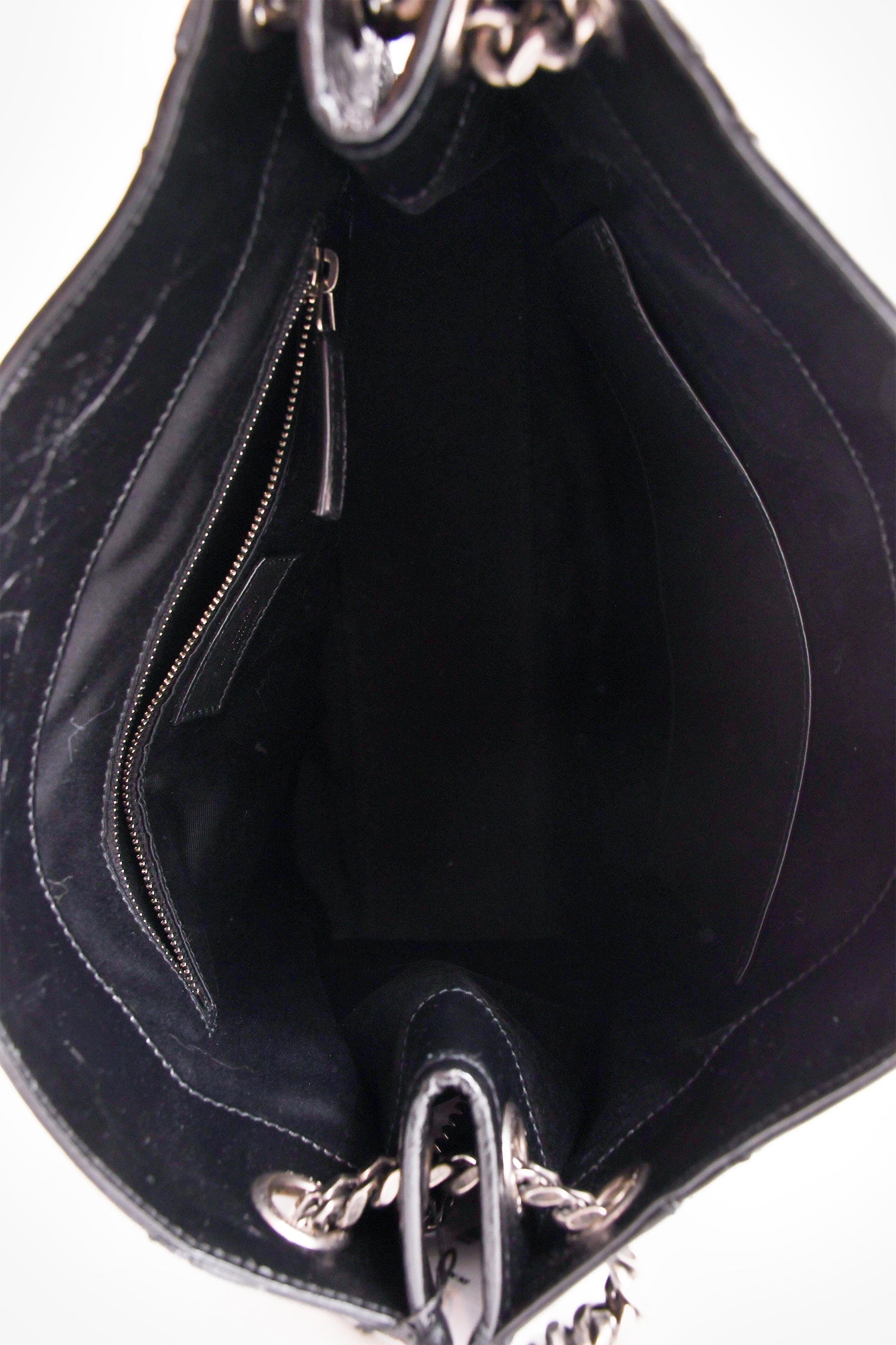 Saint Laurent Black Crinkled Leather Large 'Niki' Shoulder Bag