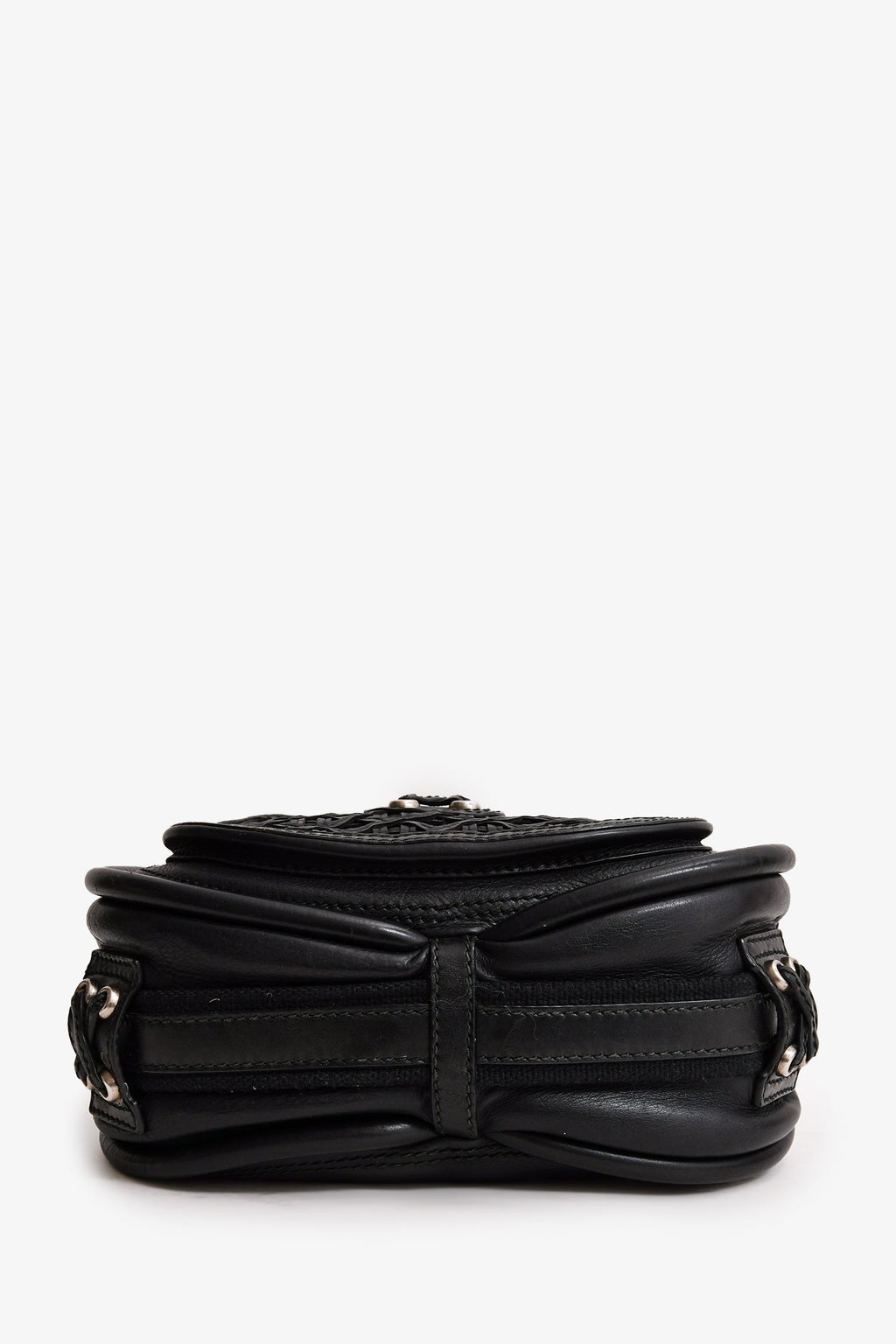 Christian Dior 2010 Black Leather Lattice Crossbody Bag (As Is)