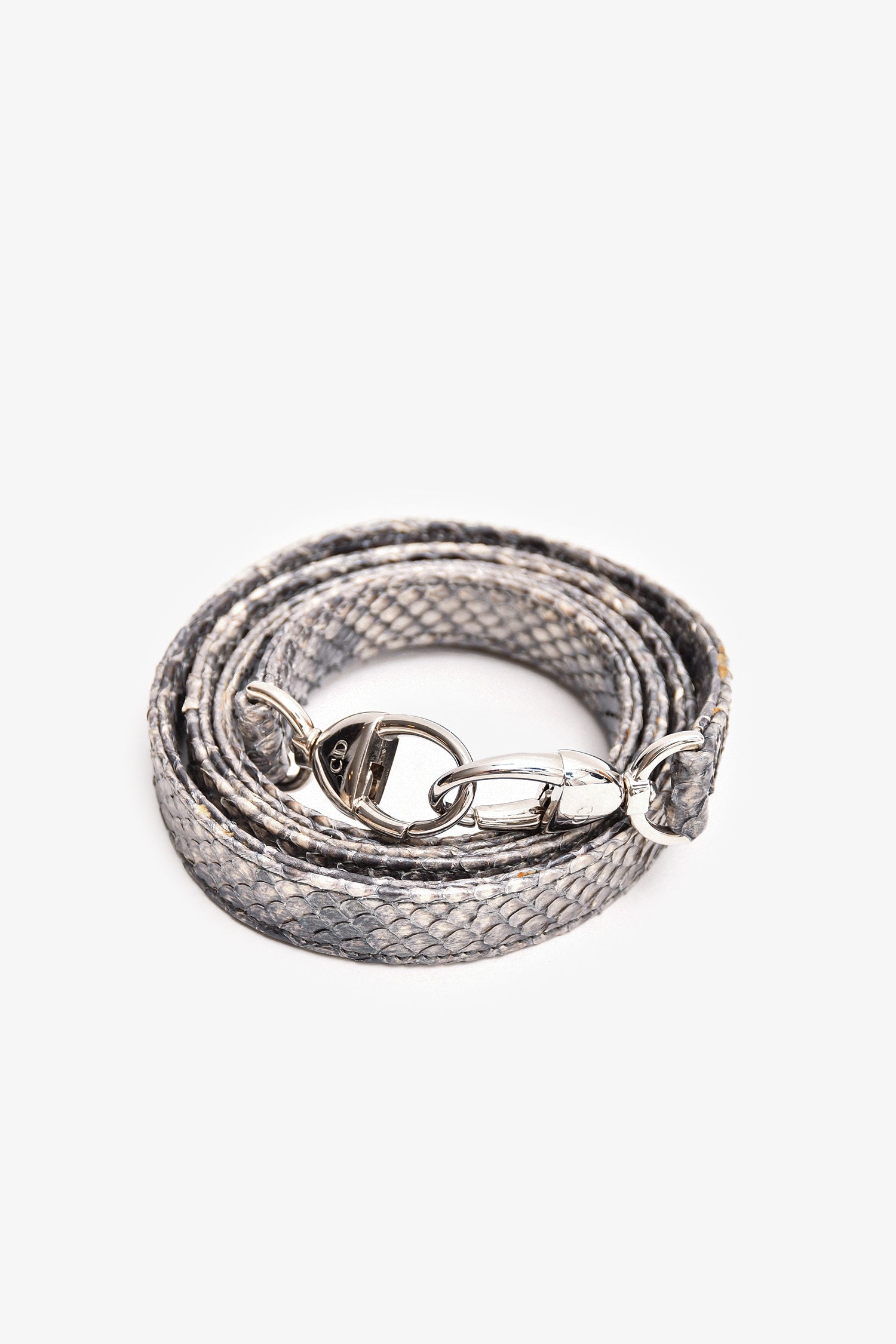 Christian Dior 2009 Grey Python Mini Lady Dior Top Handle With Strap (As Is)