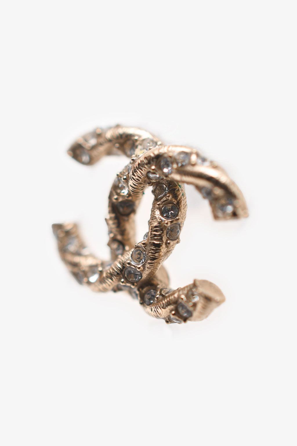 Pre-Loved Chanel™ 2018 Gold Tone Crystal Embellished CC Earrings