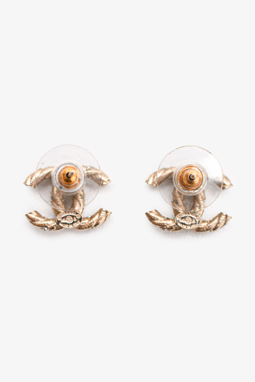 Pre-Loved Chanel™ 2018 Gold Tone Crystal Embellished CC Earrings