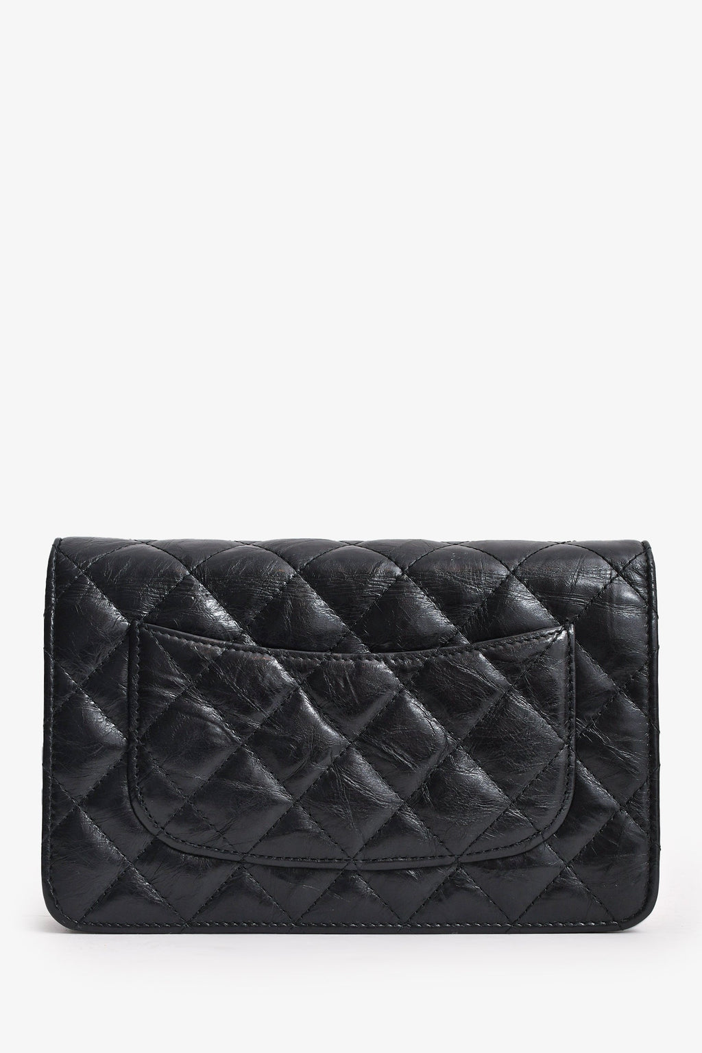 Pre-Loved Chanel™ 2016/17 Black Leather 2.55 Reissue Wallet On Chain