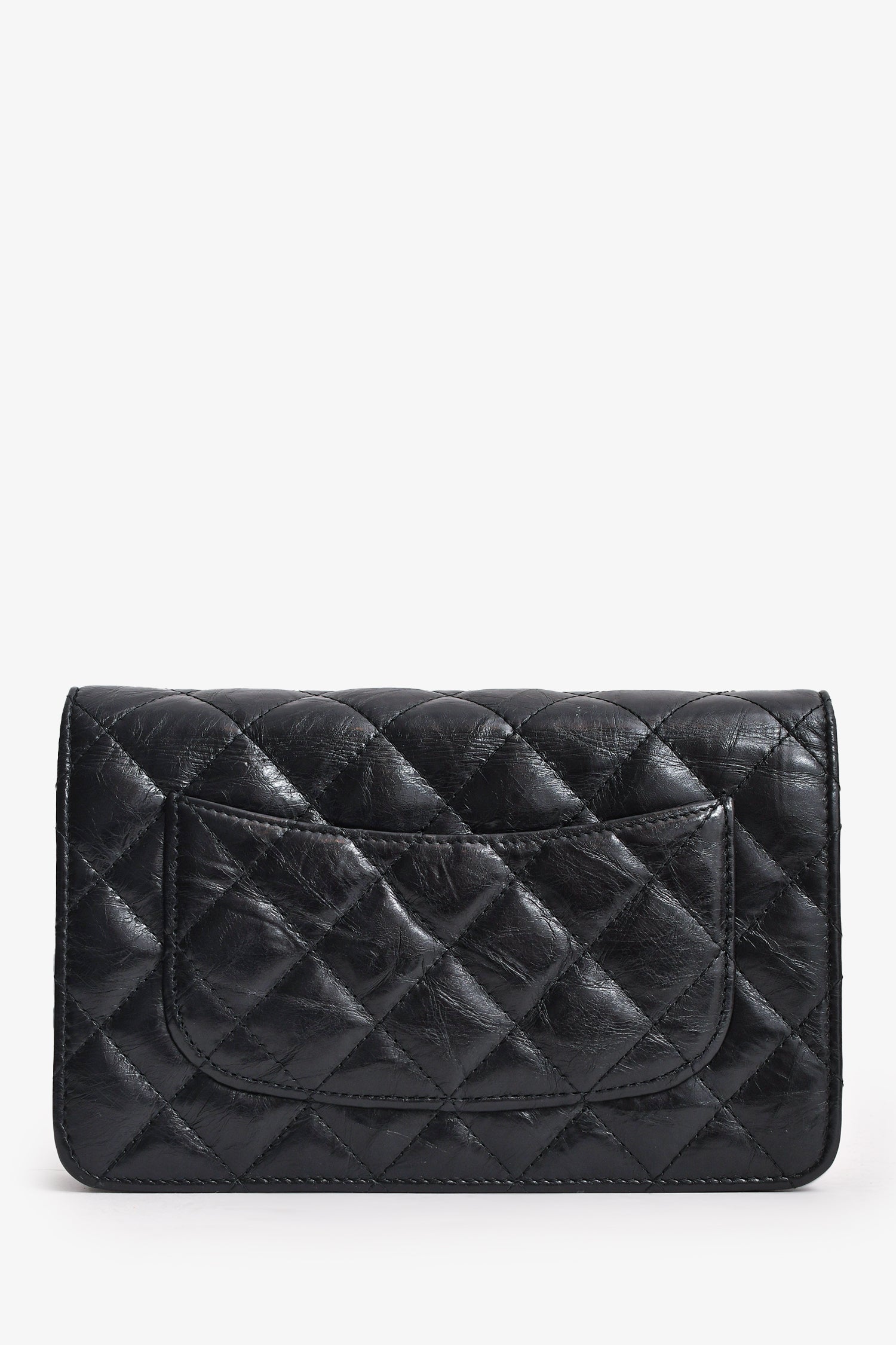 Pre-Loved Chanel™ 2016/17 Black Leather 2.55 Reissue Wallet On Chain
