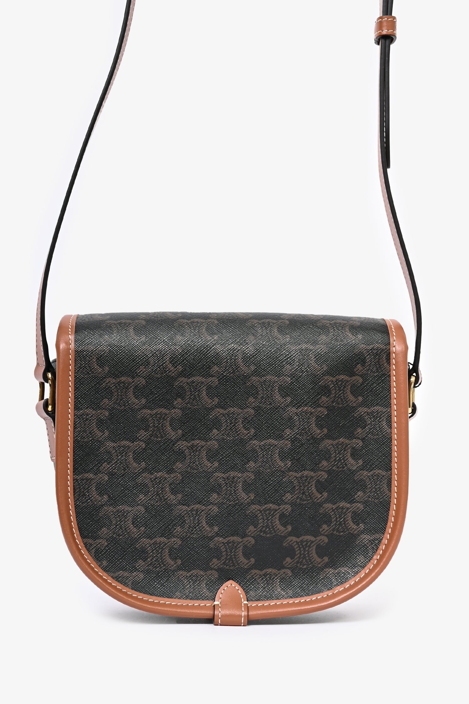 Celine 2023 Brown Triomphe Canvas Medium Folco Crossbody Bag