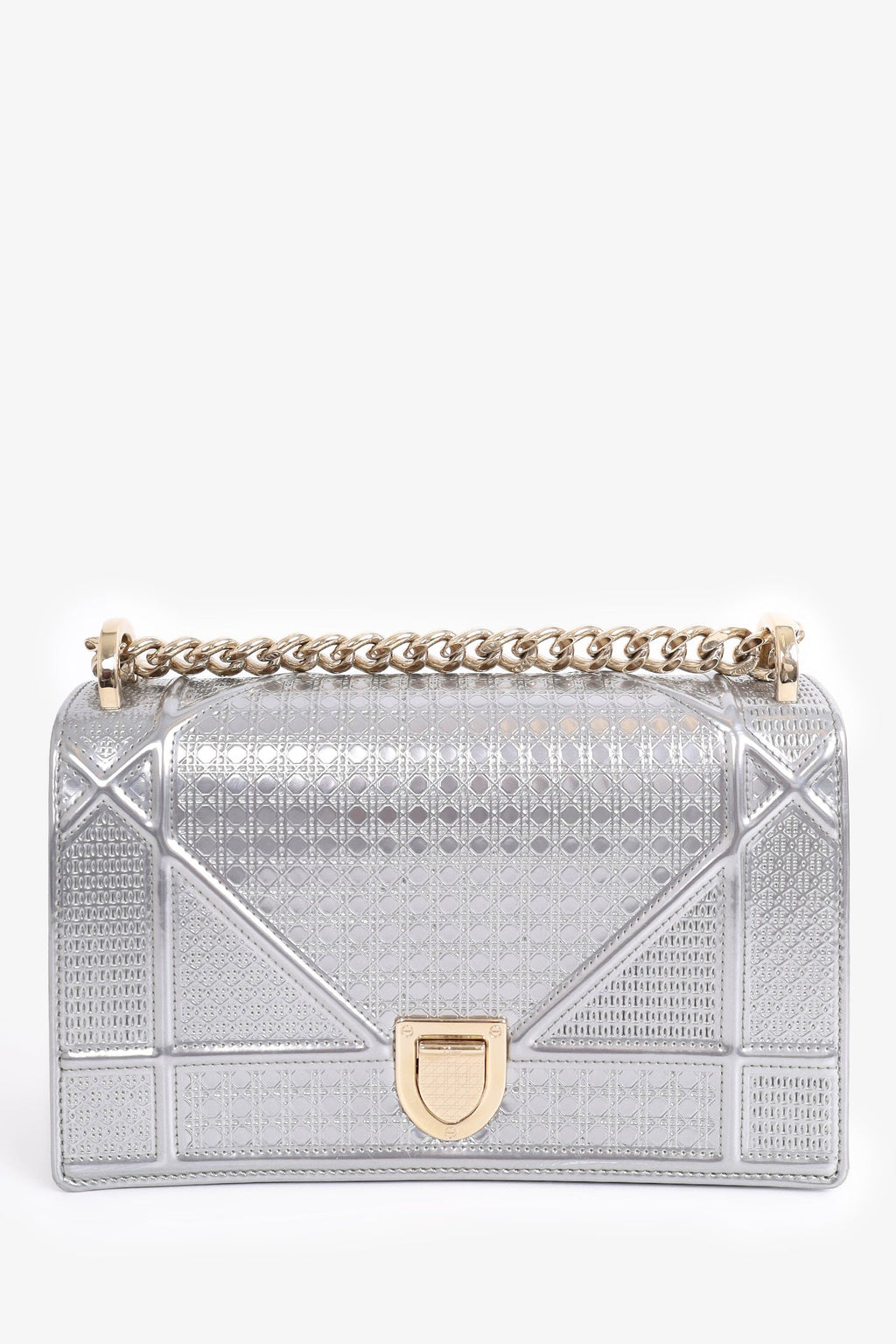 Christian Dior 2017 Silver Leather Small 'Diorama' Shoulder Bag