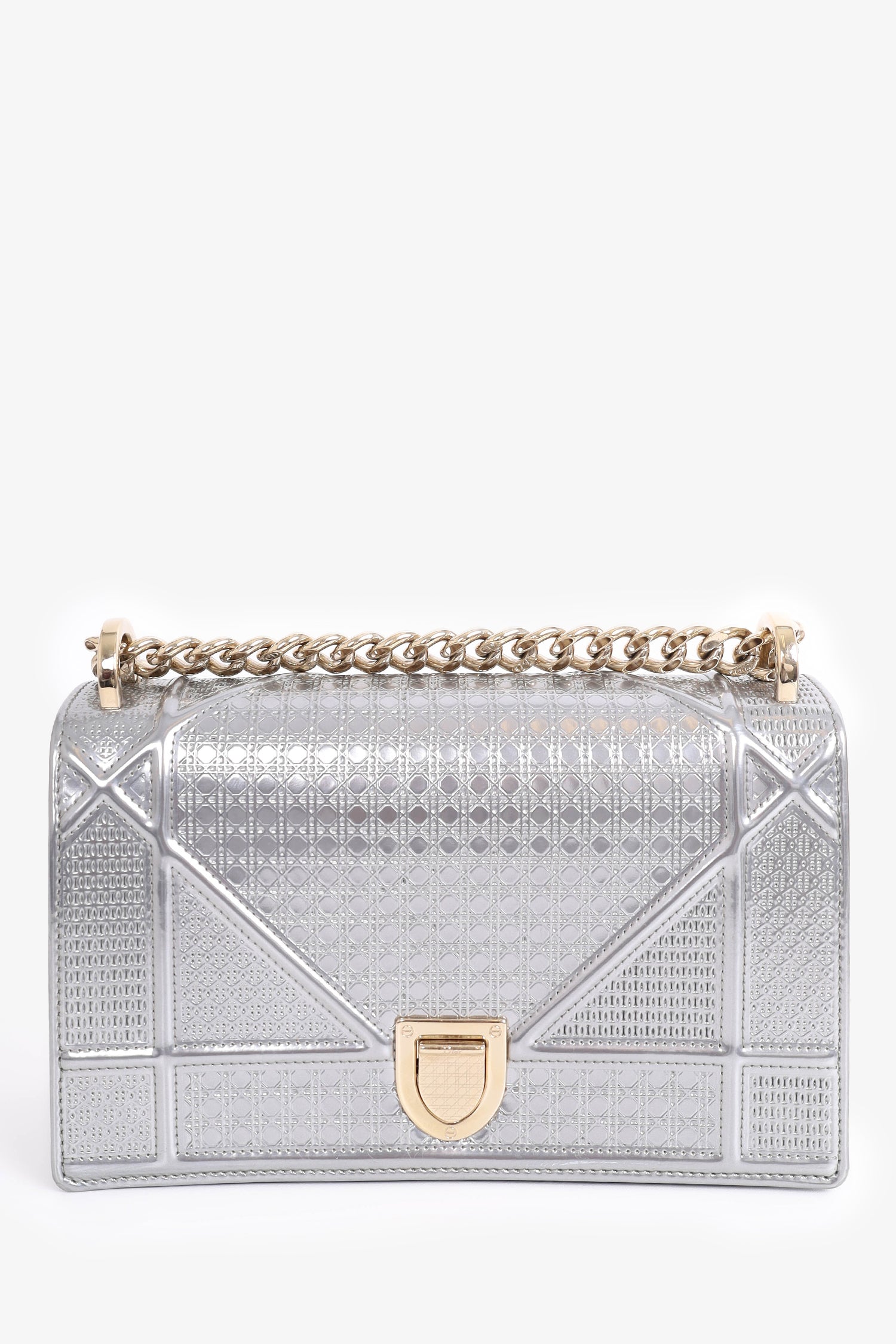 Christian Dior 2017 Silver Leather Small 'Diorama' Shoulder Bag
