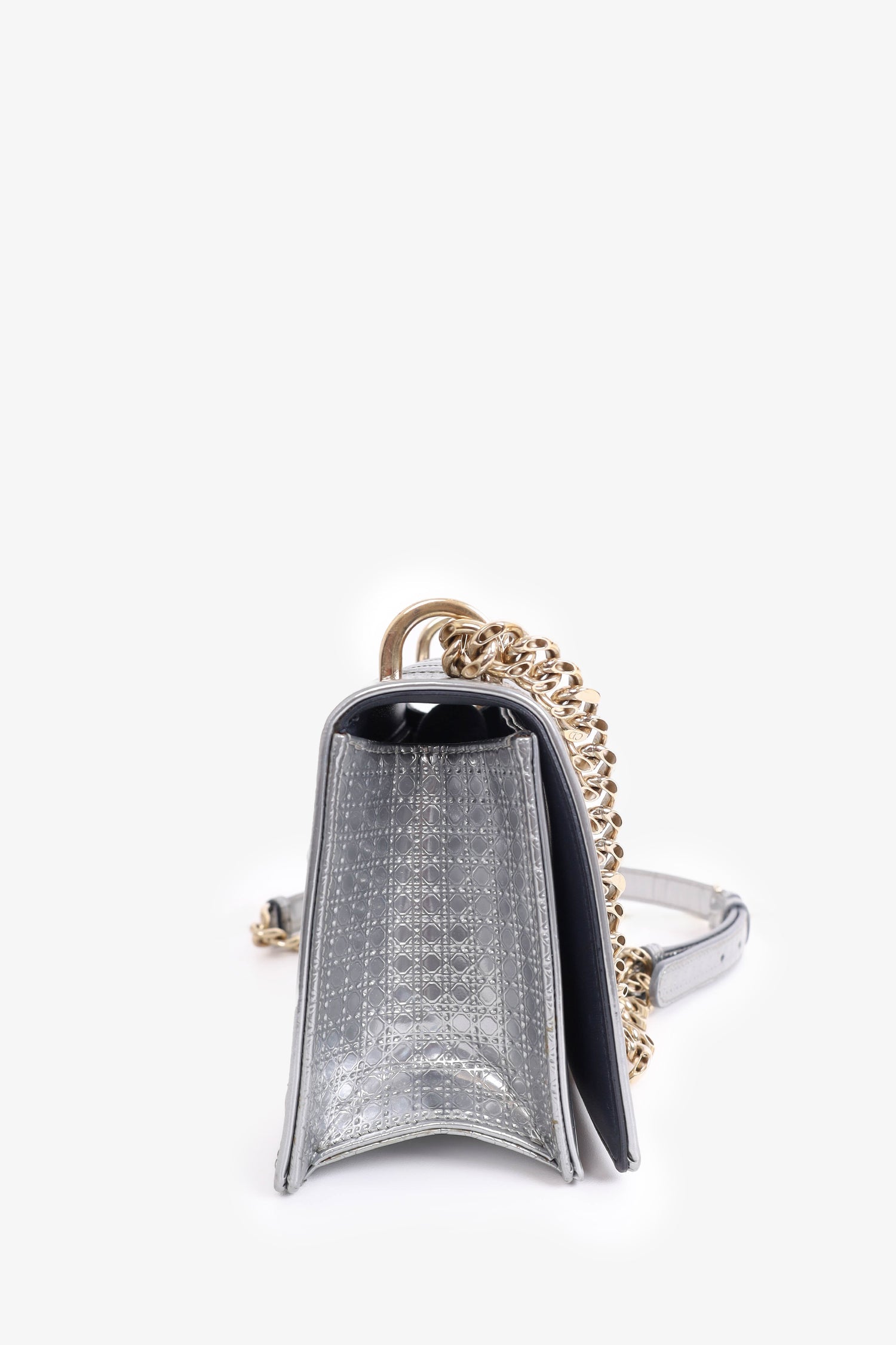 Christian Dior 2017 Silver Leather Small 'Diorama' Shoulder Bag