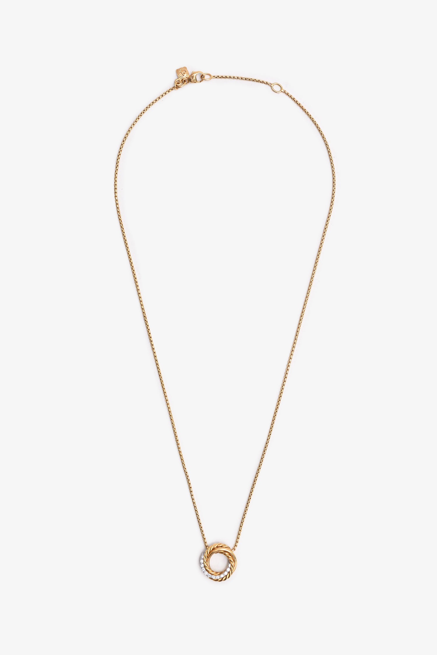 David Yurman 18K Yellow Gold Diamond Set Crossover Necklace