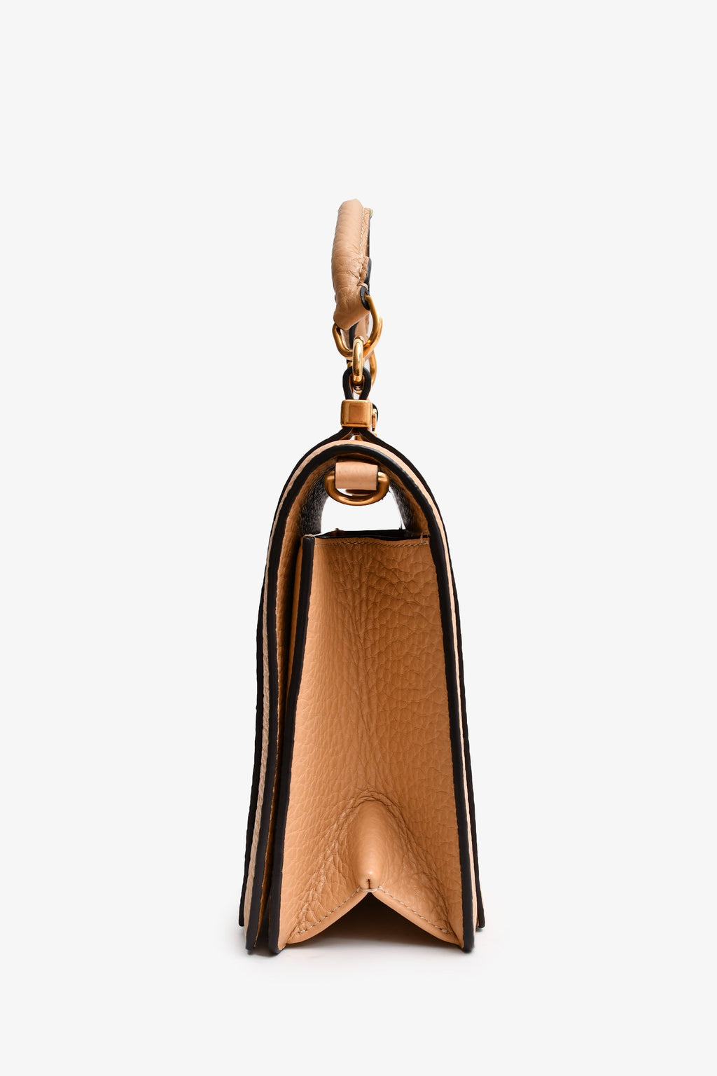Chloe Brown Leather Ora Medium Crossbody Bag With Chain