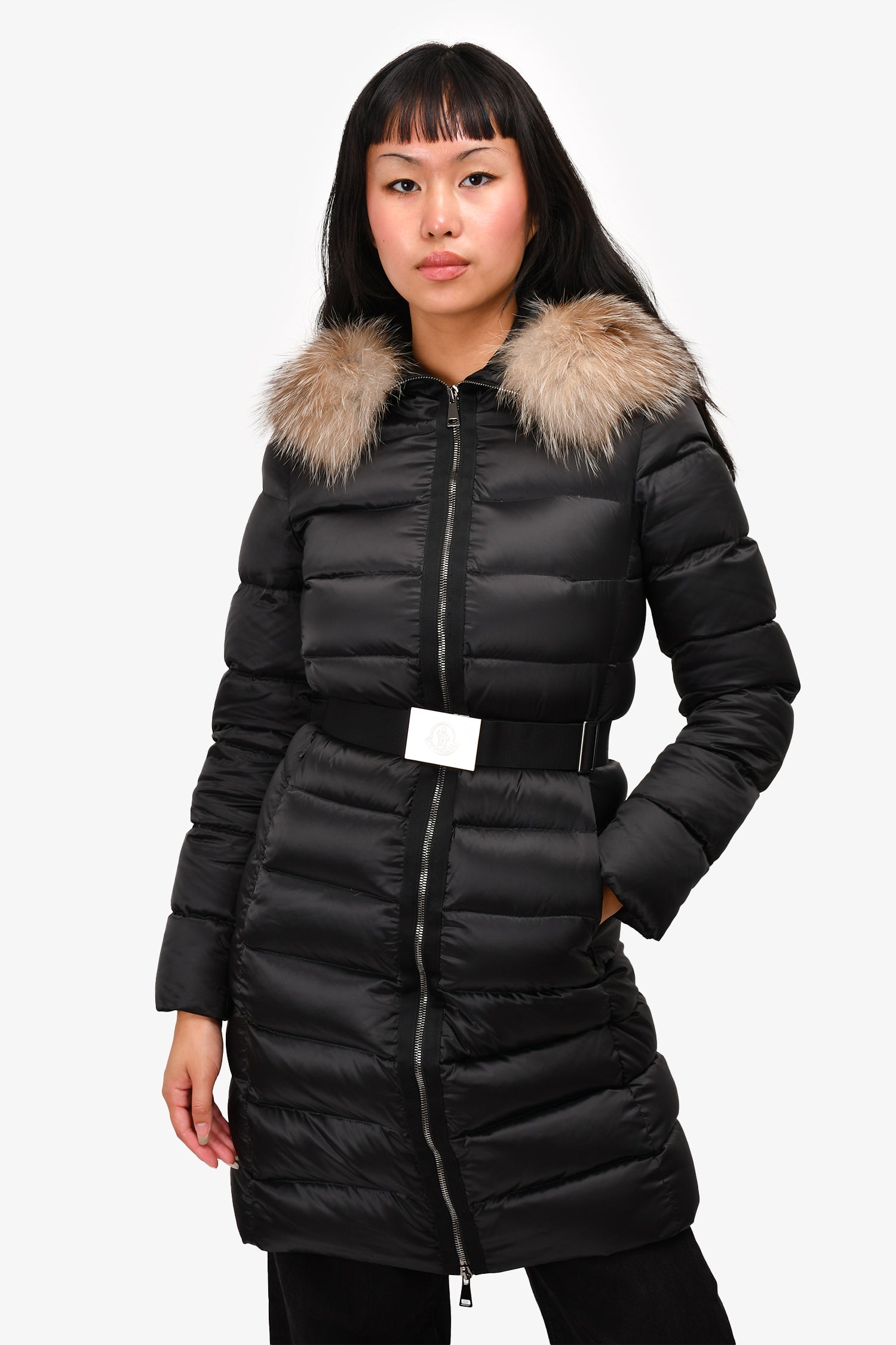 Moncler Black Tinuviel Giubbotto Fox Fur Hooded Down Coat Size 00