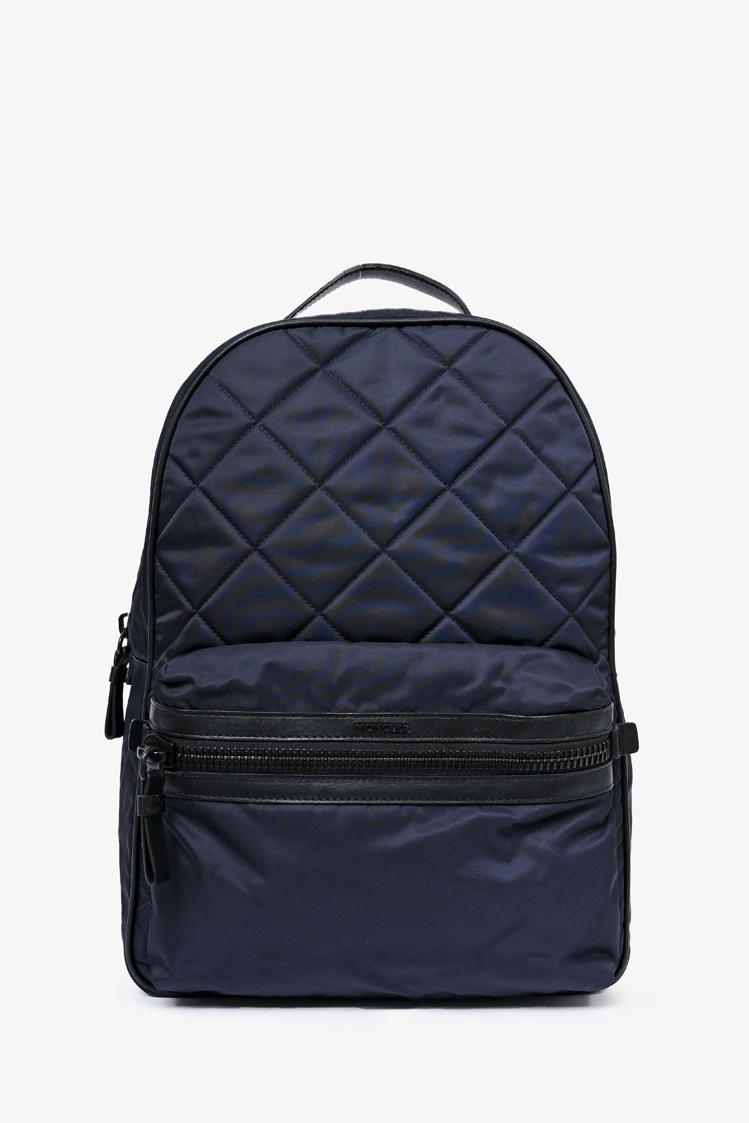 Moncler Navy/Black Nylon/Leather Quilted Backpack