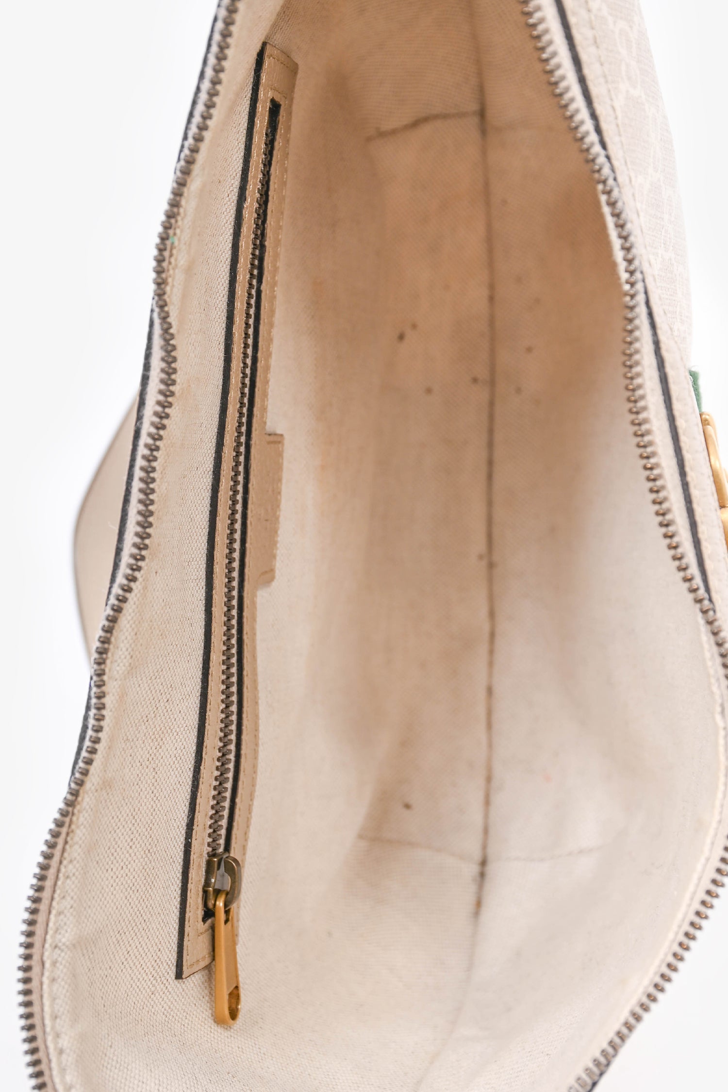 Gucci Beige Canvas Ophidia 'GG' Half Moon Bag