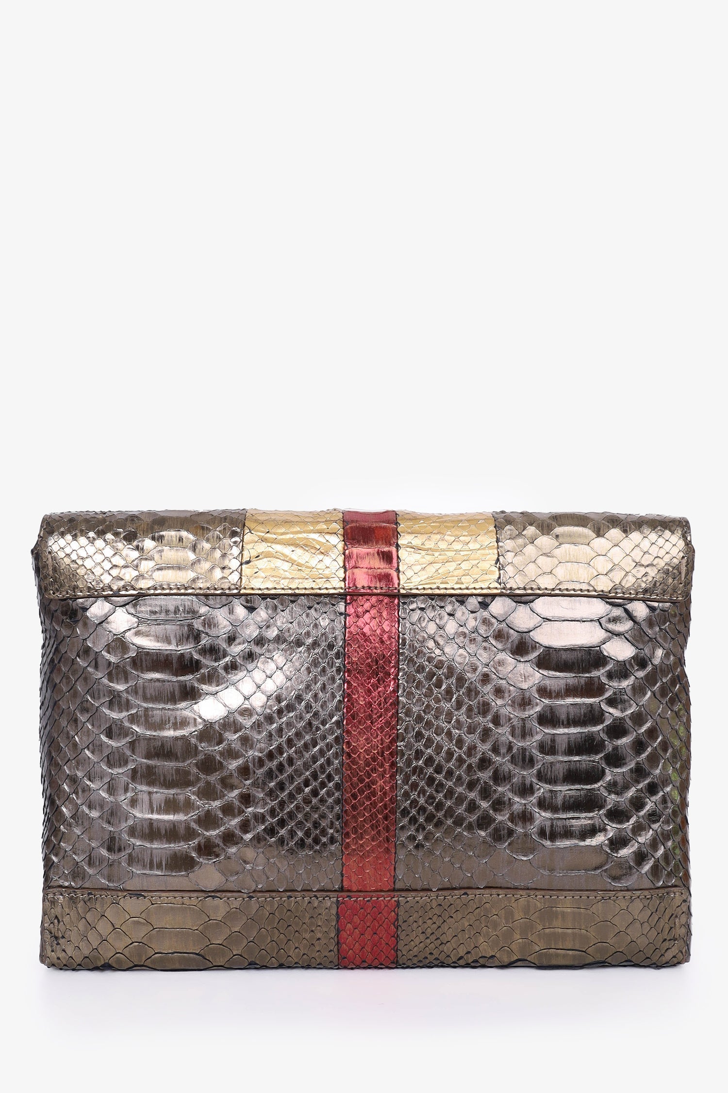 Lanvin Bronze Python Clutch