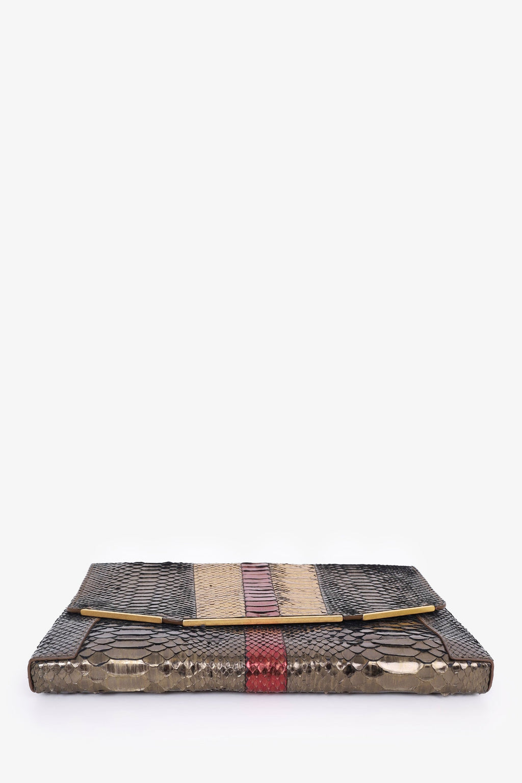 Lanvin Bronze Python Clutch
