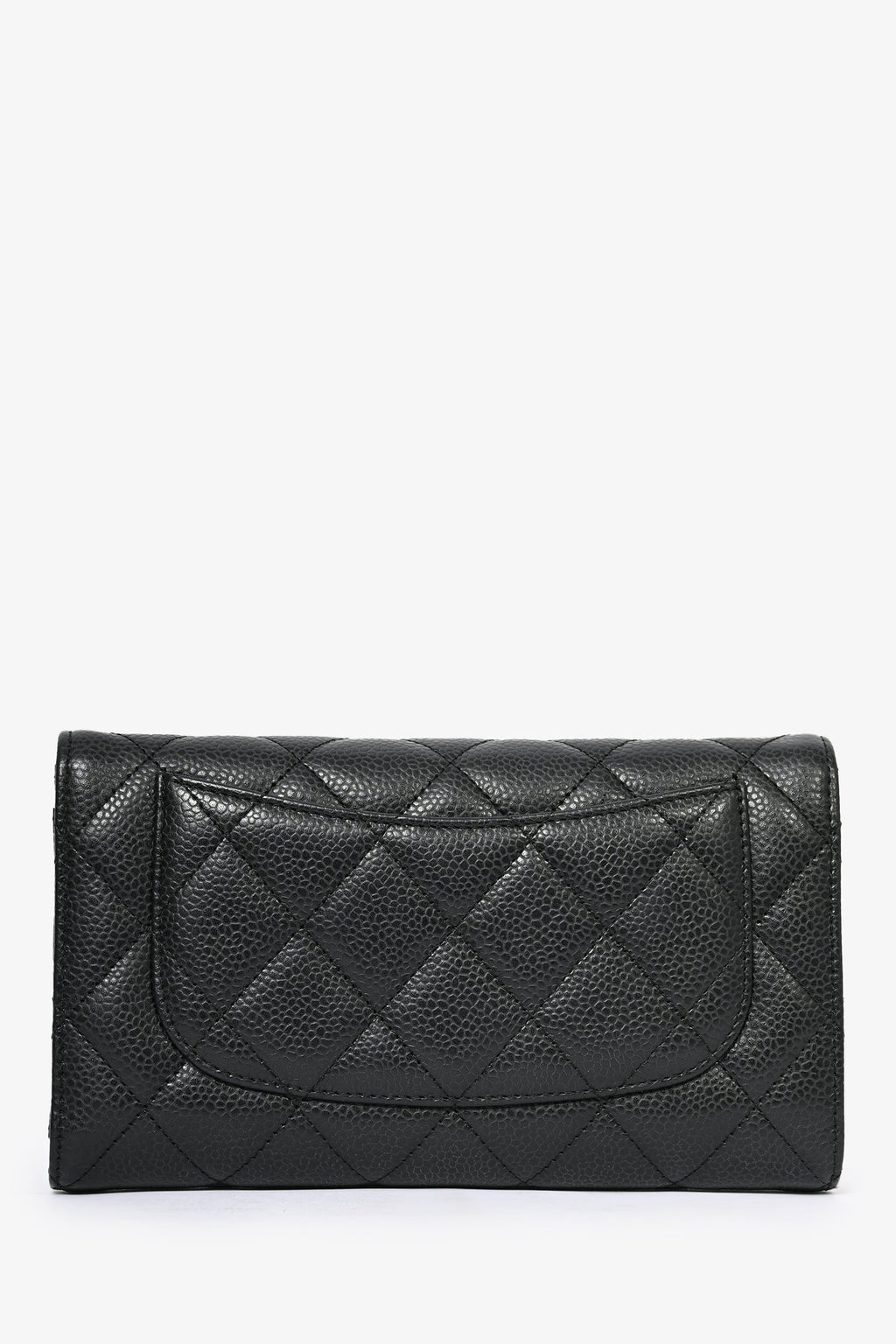 Pre-Loved Chanel™ 2009/10 Black Cavier Quilted Trifold Wallet