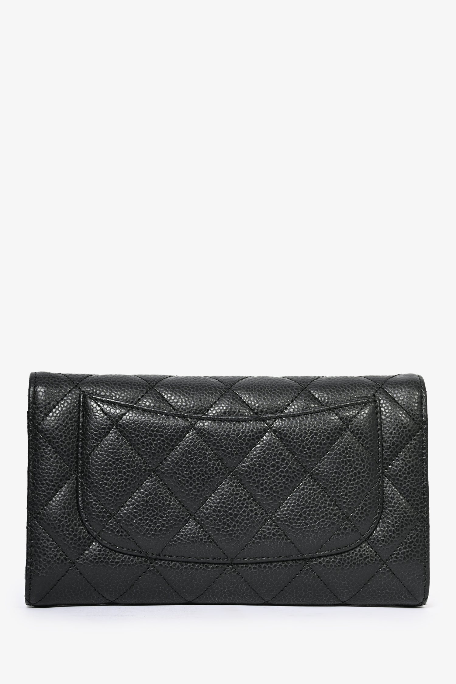 Pre-Loved Chanel™ 2009/10 Black Cavier Quilted Trifold Wallet