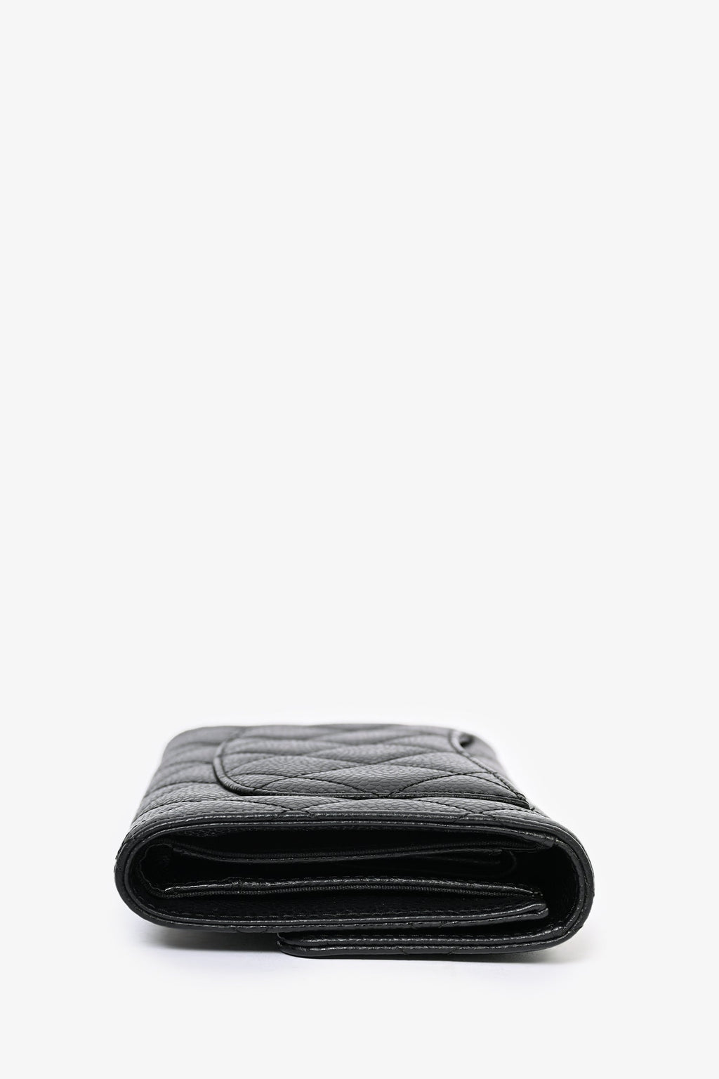 Pre-Loved Chanel™ 2009/10 Black Cavier Quilted Trifold Wallet