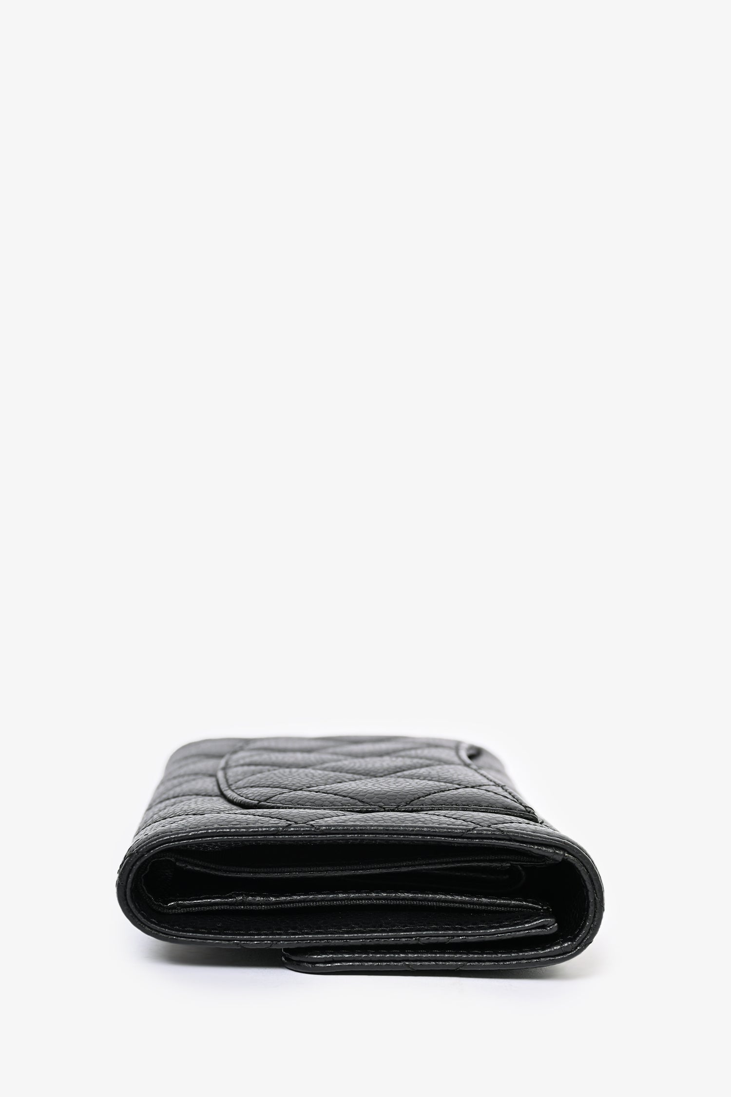 Pre-Loved Chanel™ 2009/10 Black Cavier Quilted Trifold Wallet