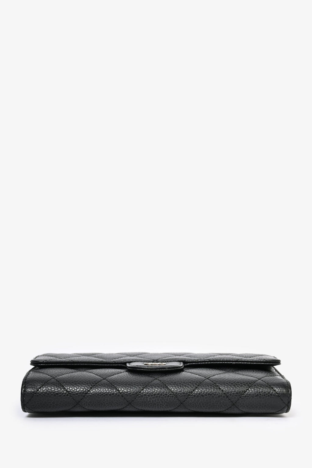 Pre-Loved Chanel™ 2009/10 Black Cavier Quilted Trifold Wallet