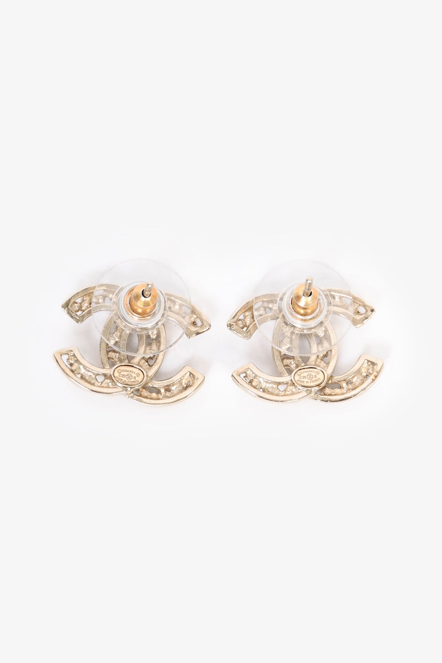 Pre-Loved Chanel™ Gold Tone Pink/Black 'CC' Crystal Earrings