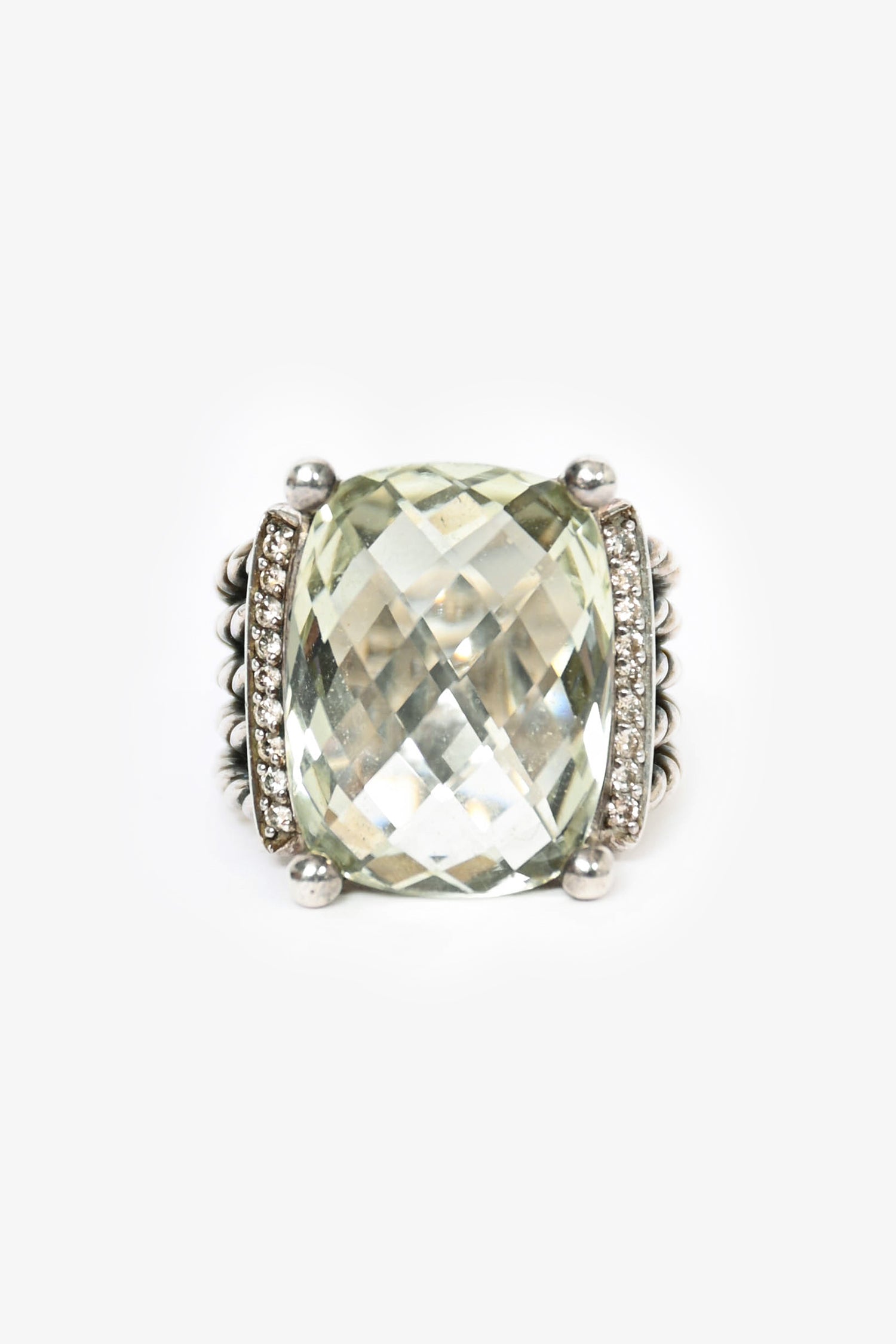 David Yurman Sterling Sliver Prasiolite 'Wheaton' Ring