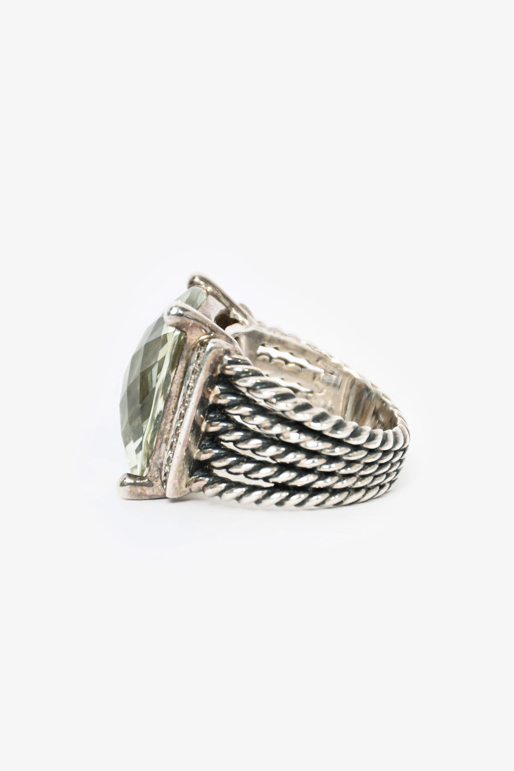 David Yurman Sterling Sliver Prasiolite 'Wheaton' Ring