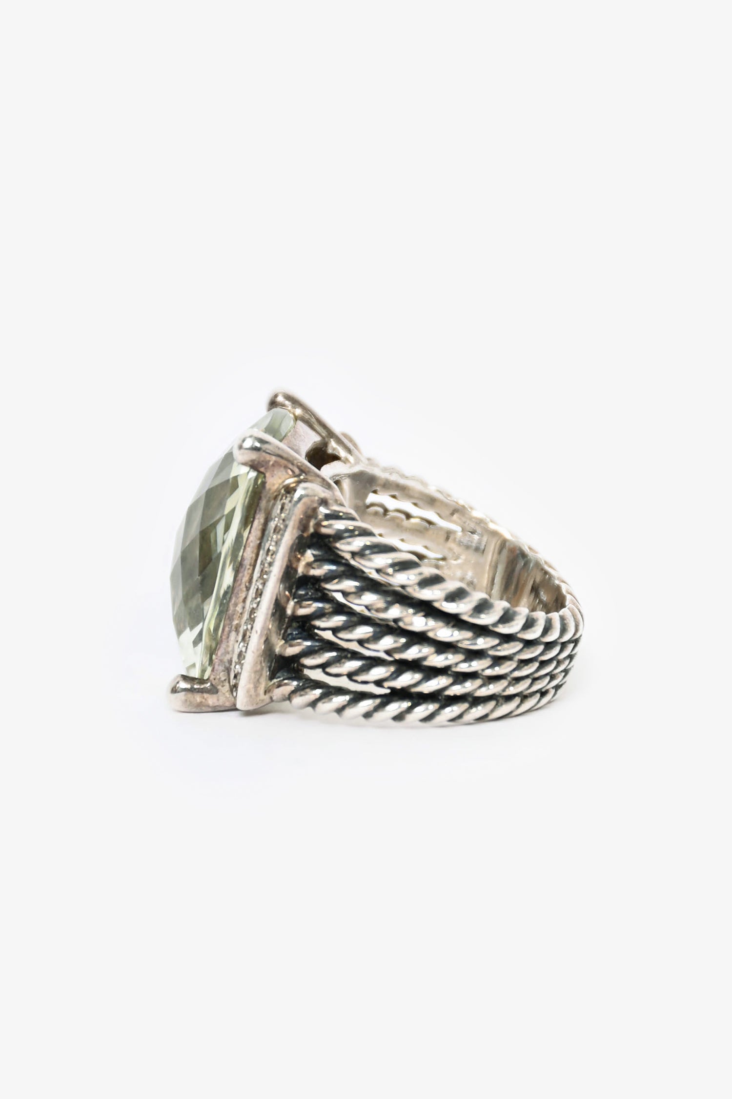 David Yurman Sterling Sliver Prasiolite 'Wheaton' Ring